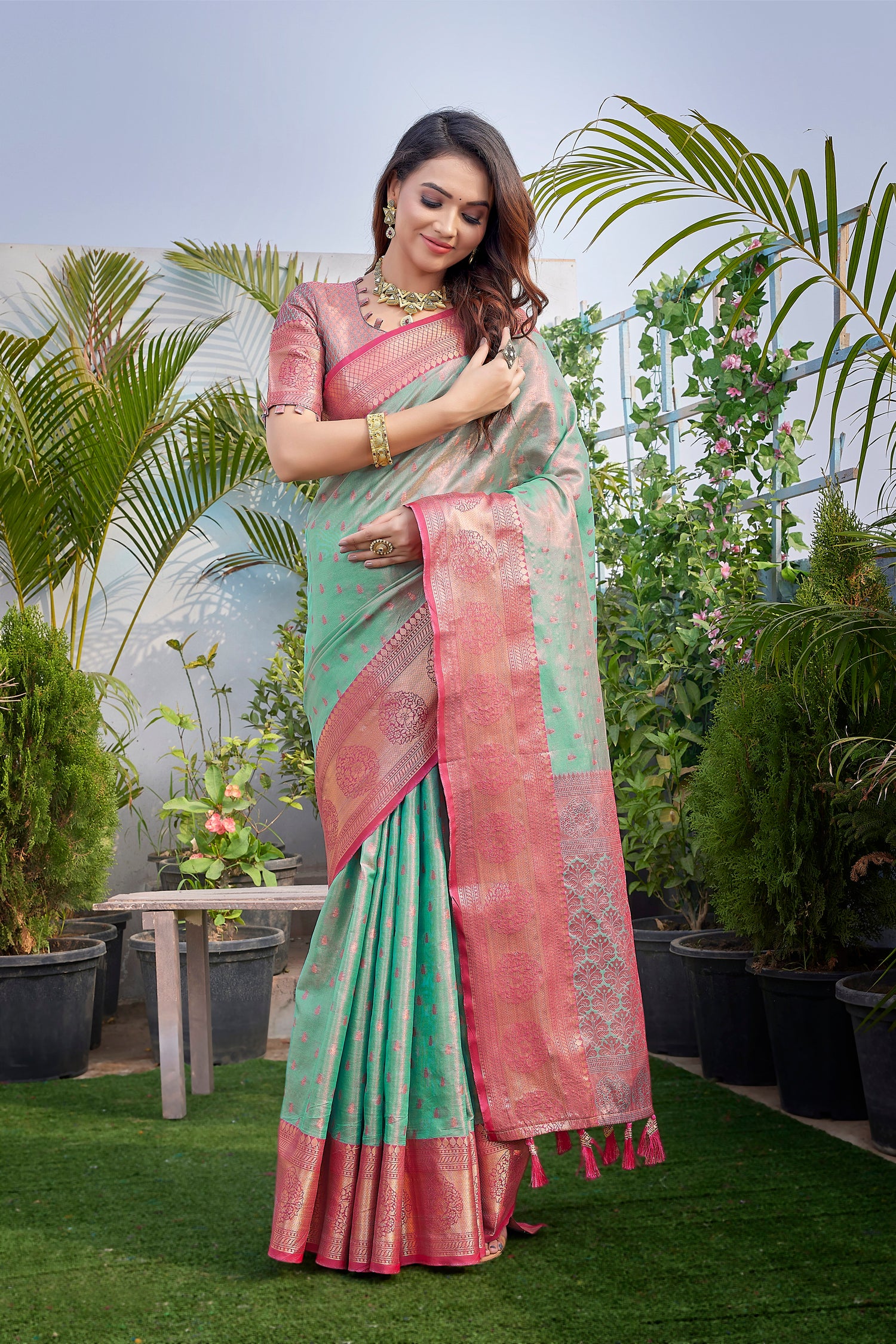 Heavy Pure Silk Blue Color Saree