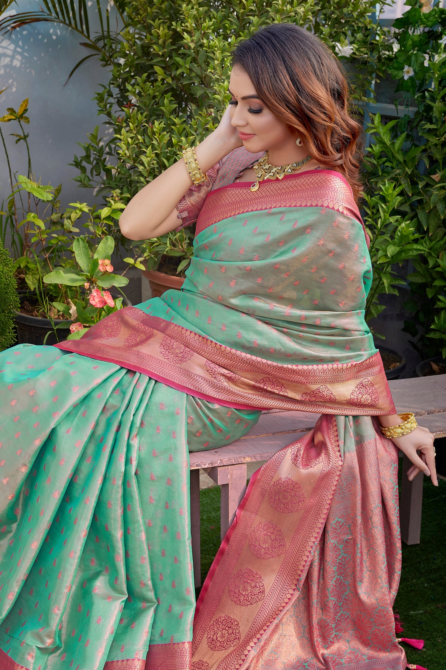 Heavy Pure Silk Blue Color Saree