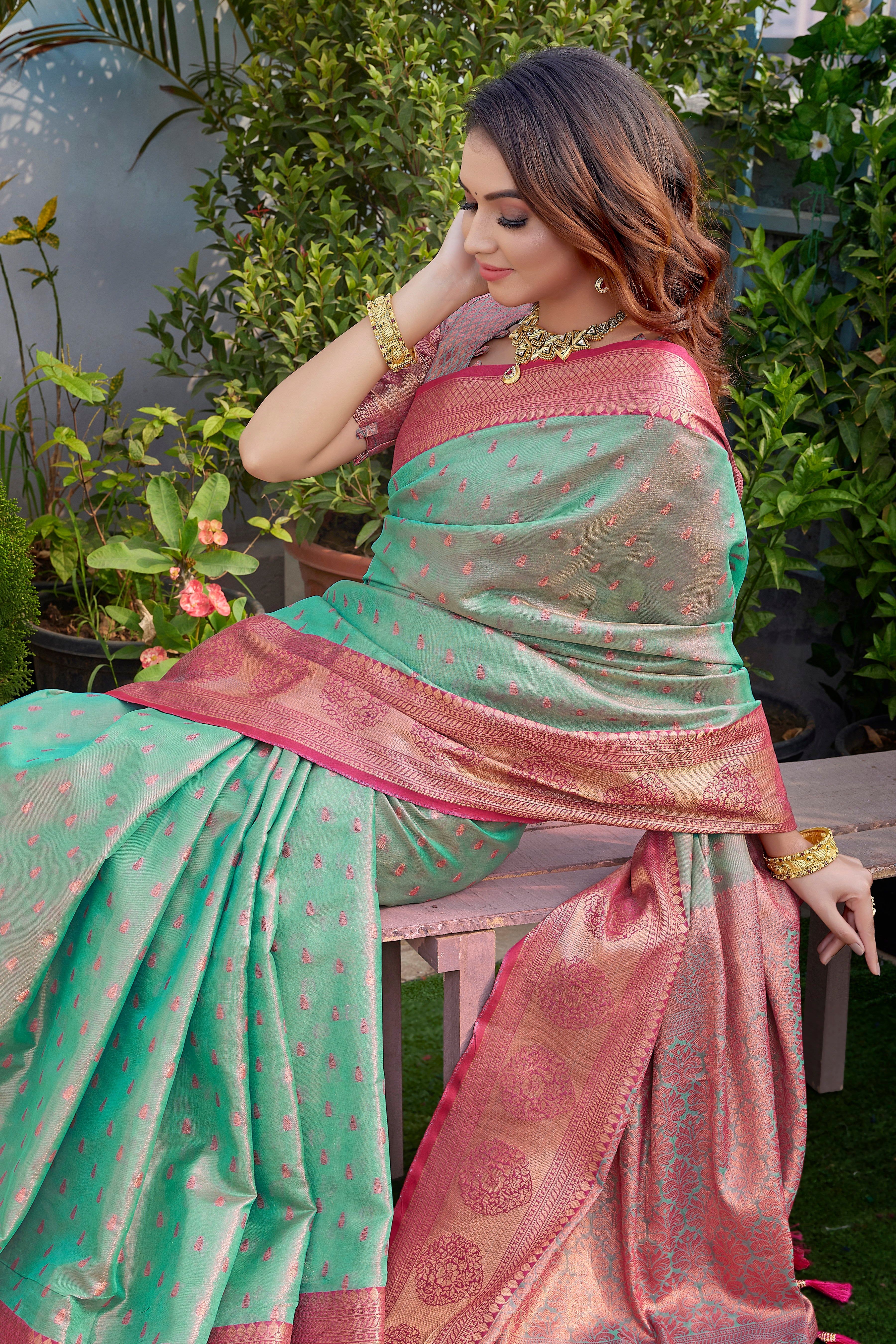 Heavy Pure Silk Blue Color Saree