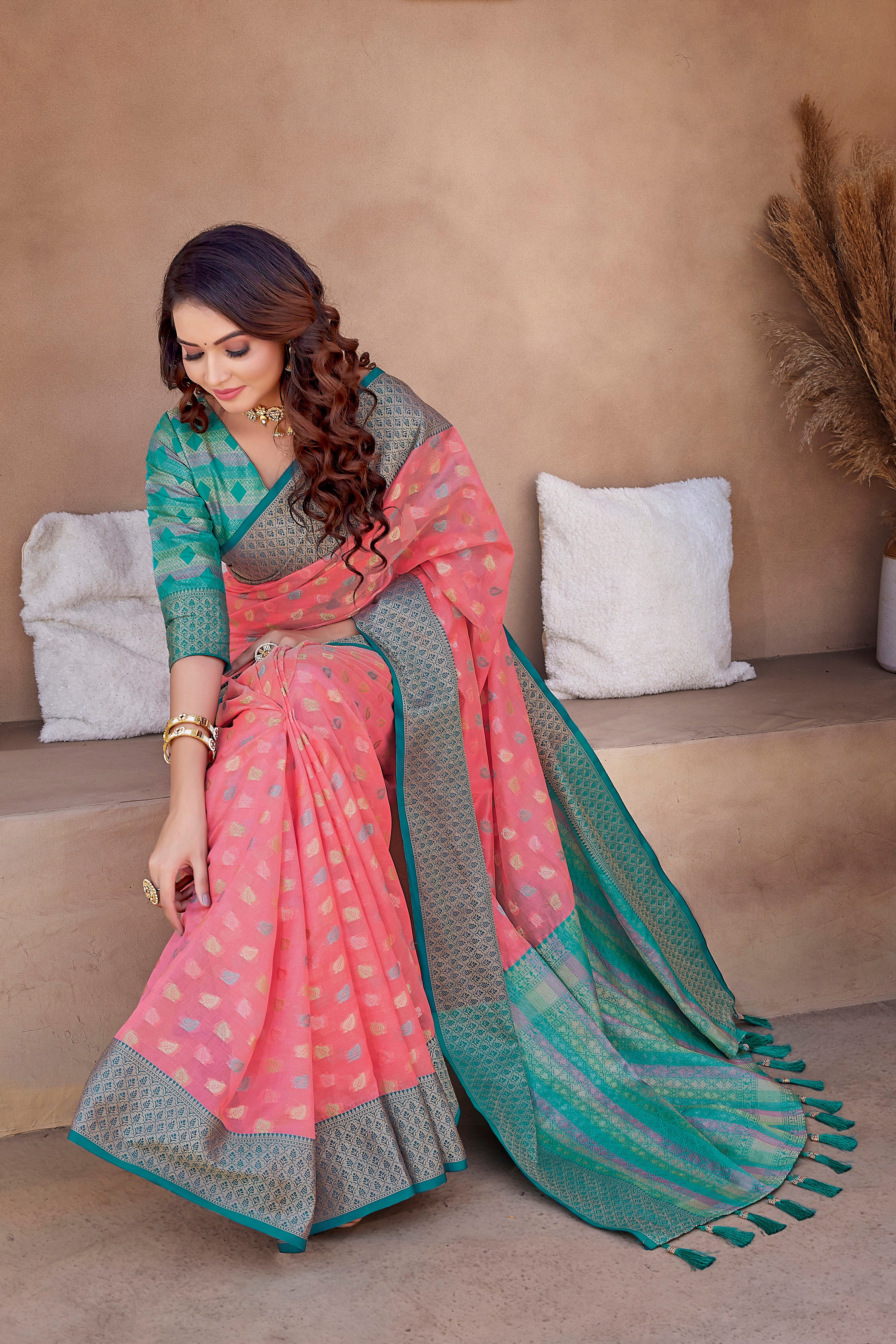 Exclusive Pink Color Soft Zarna Silk Saree