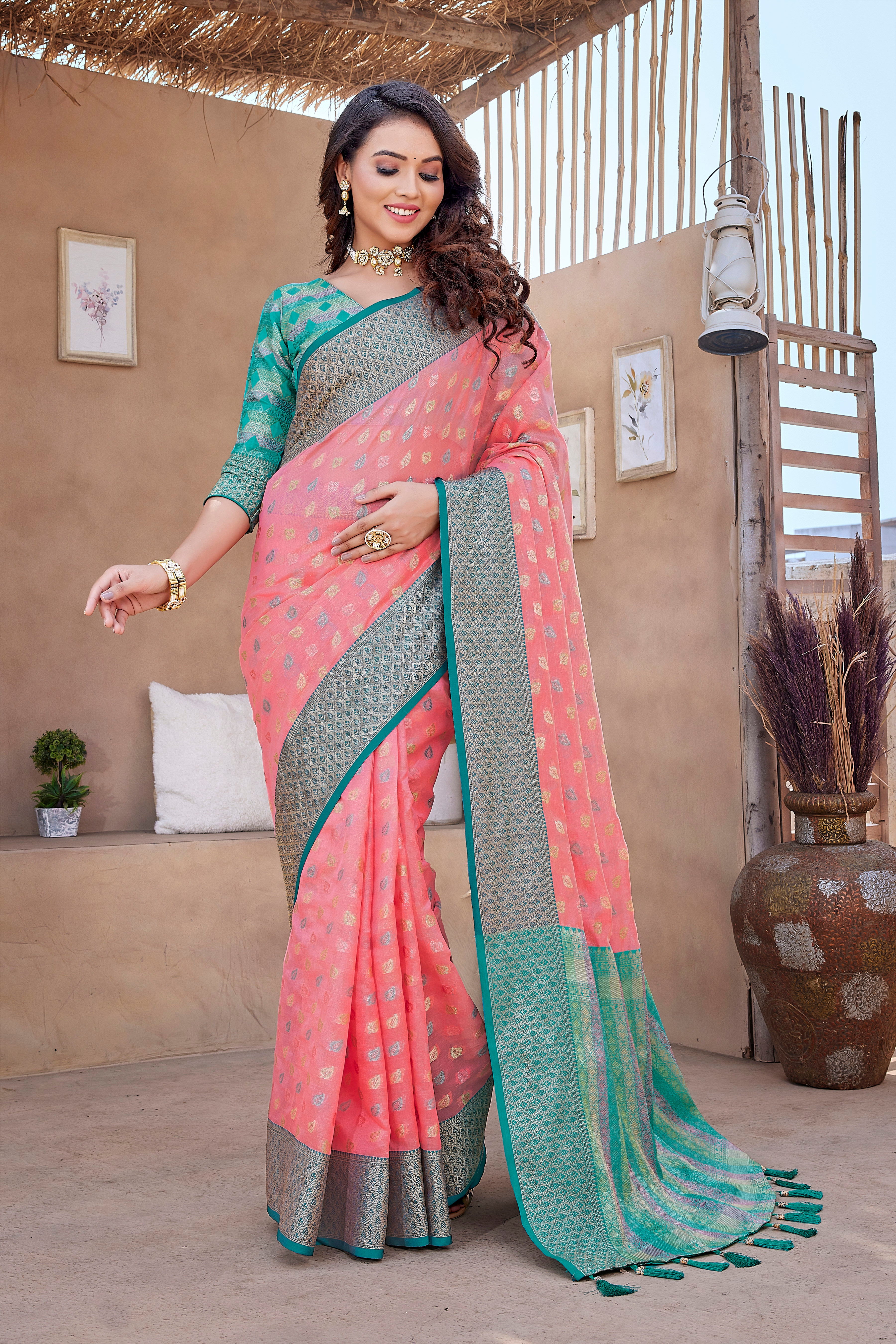 Exclusive Pink Color Soft Zarna Silk Saree