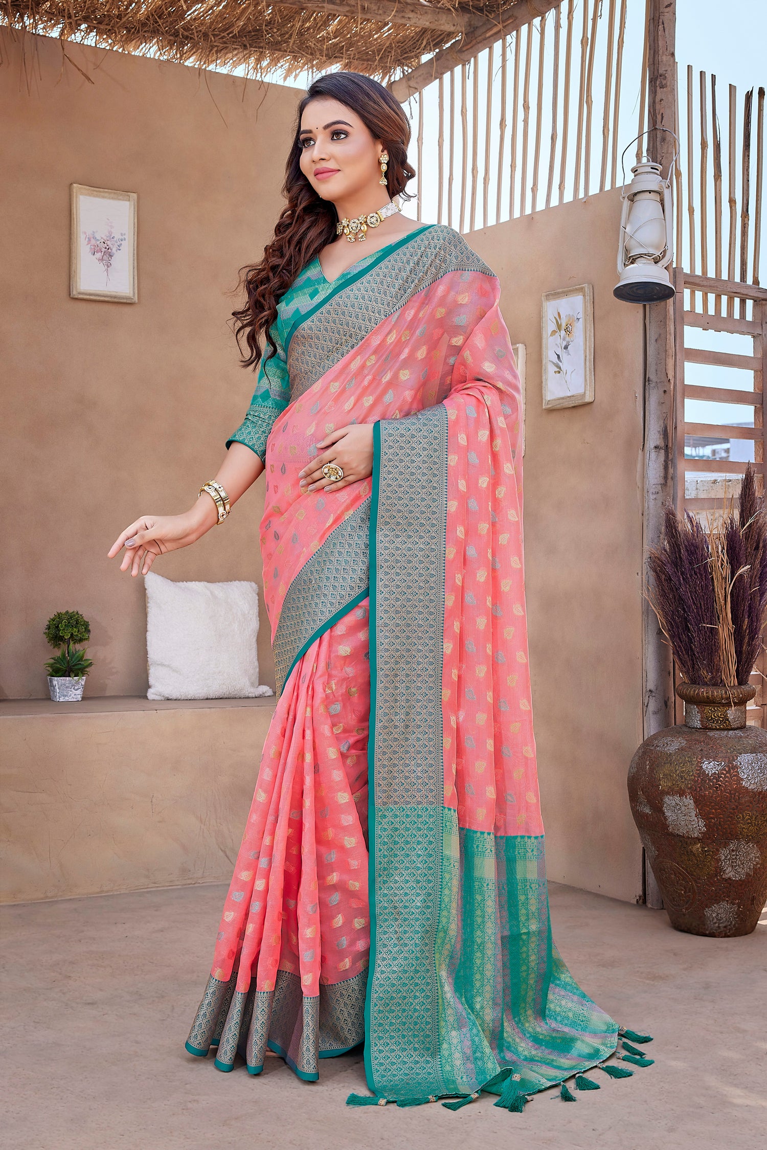 Exclusive Pink Color Soft Zarna Silk Saree