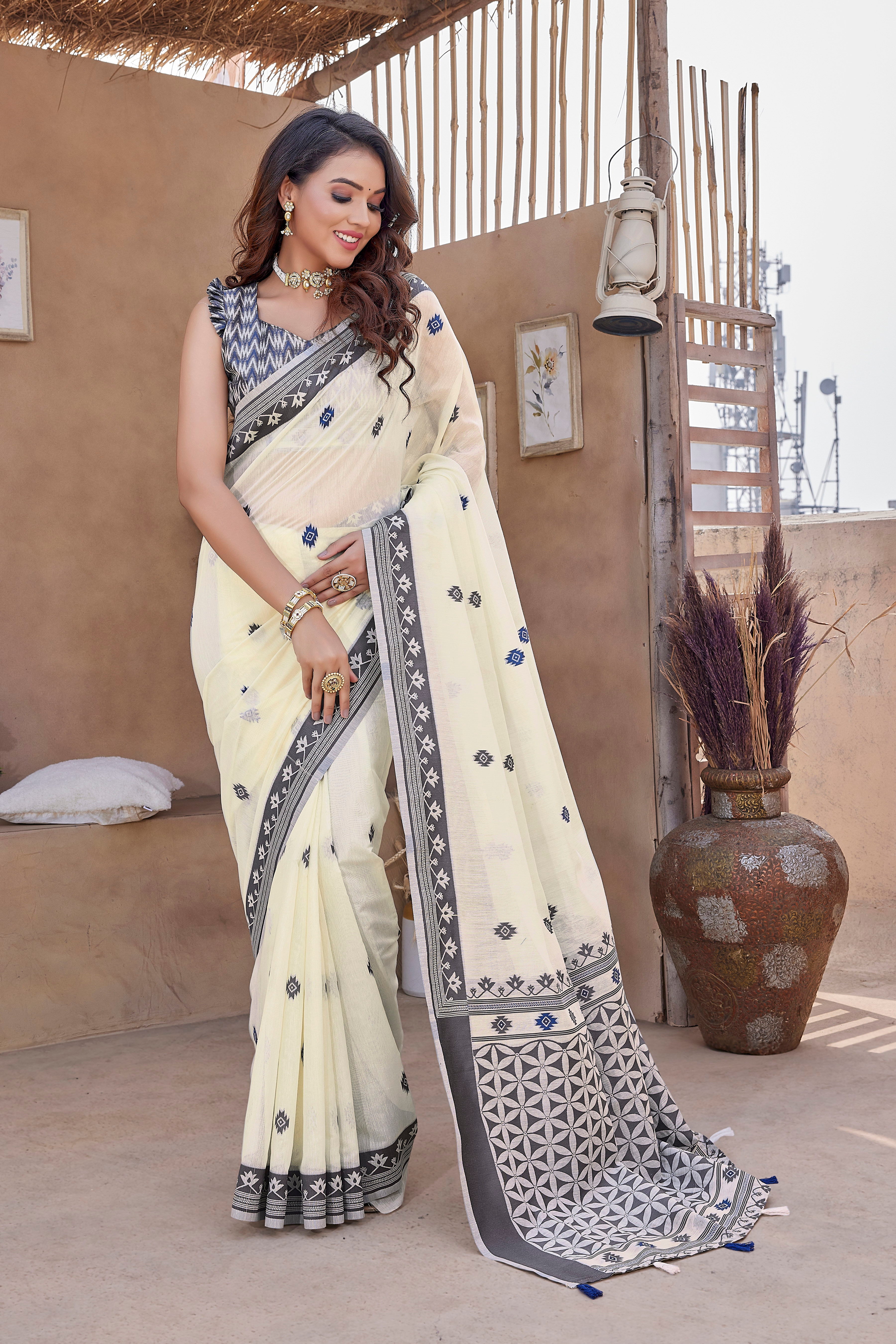 Royal Handloom Cotton Silk White Color Saree