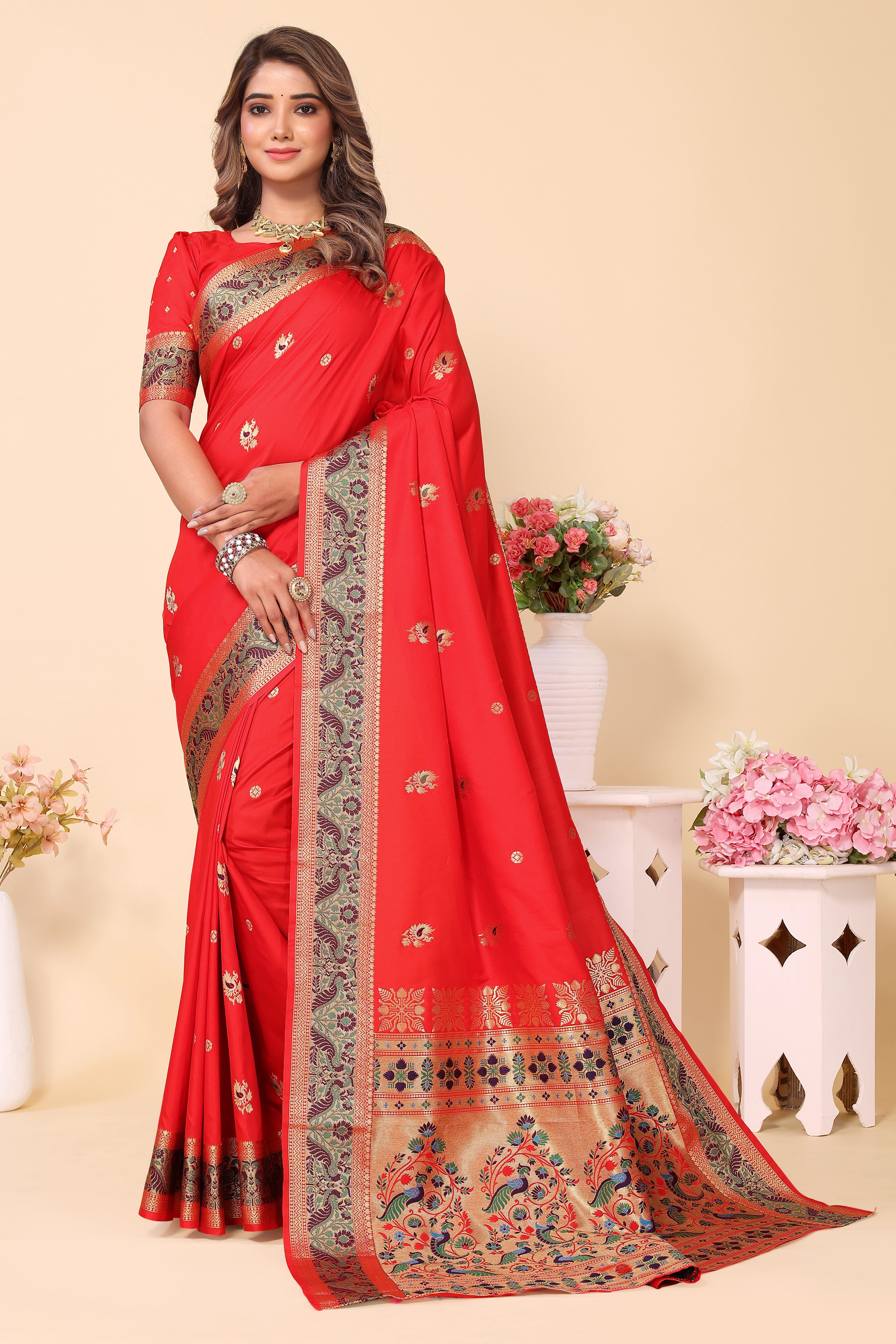 Paithani Silk Luxury Red Color Silk Saree