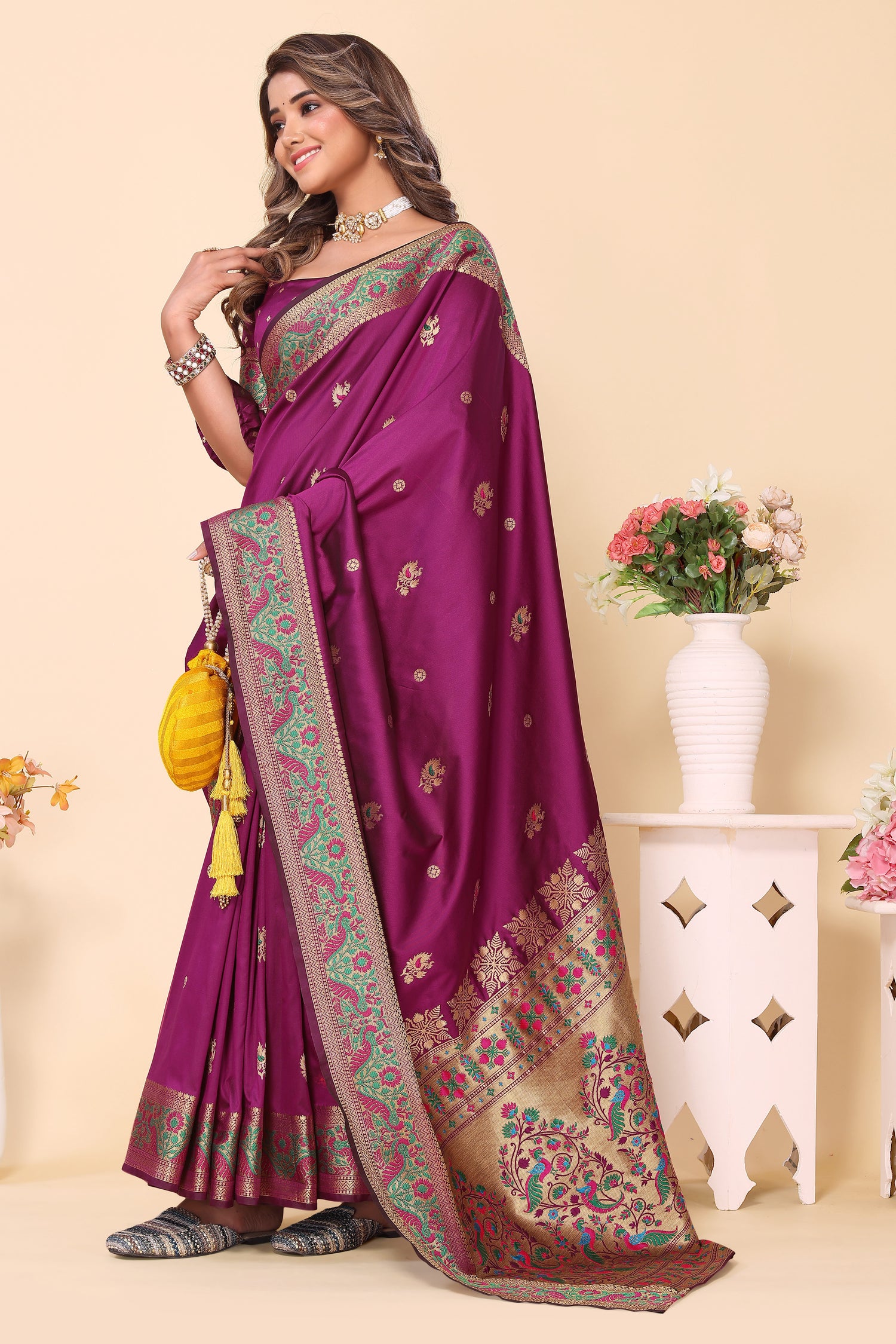 Classic Purple Color Paithani Silk Saree