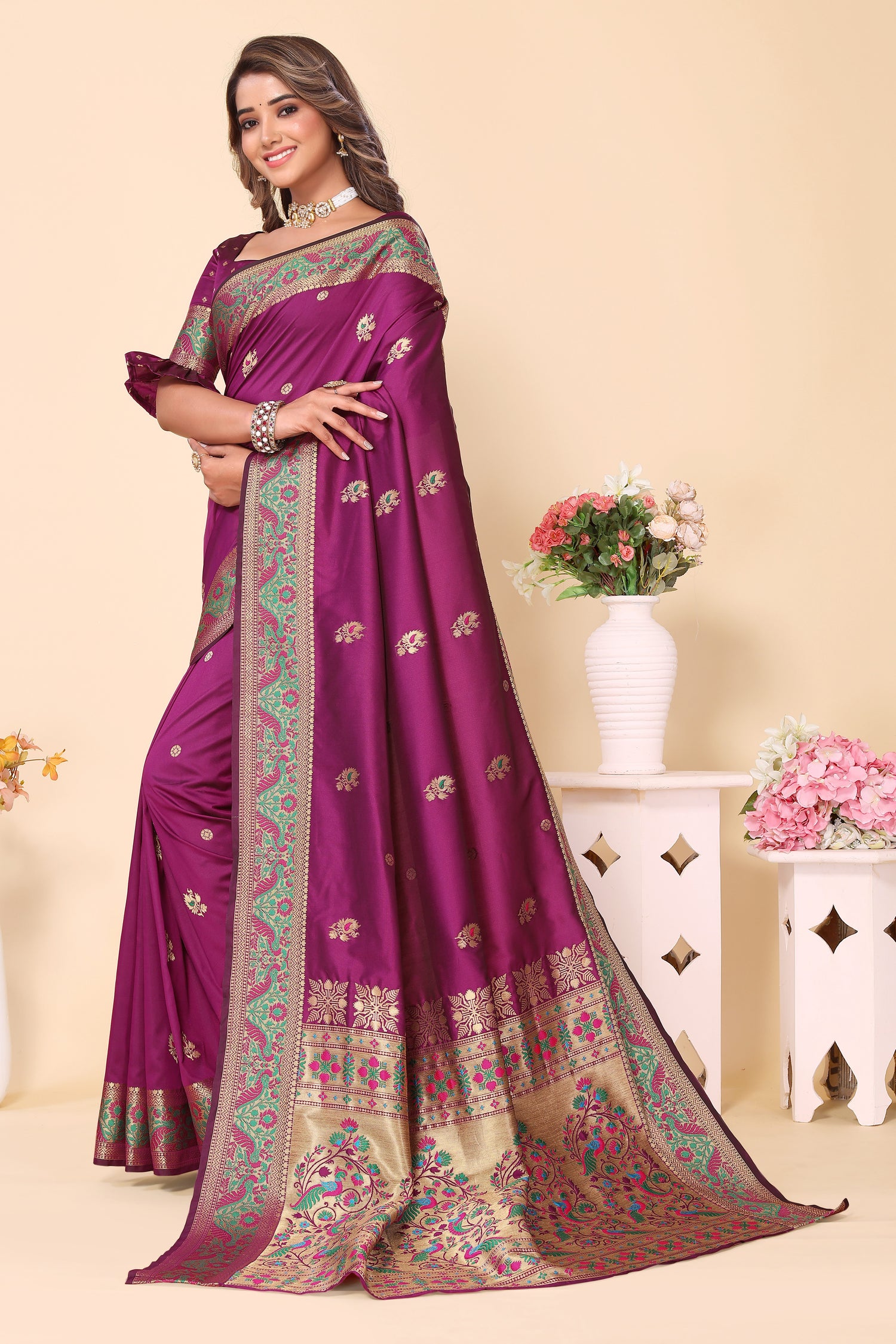 Classic Purple Color Paithani Silk Saree