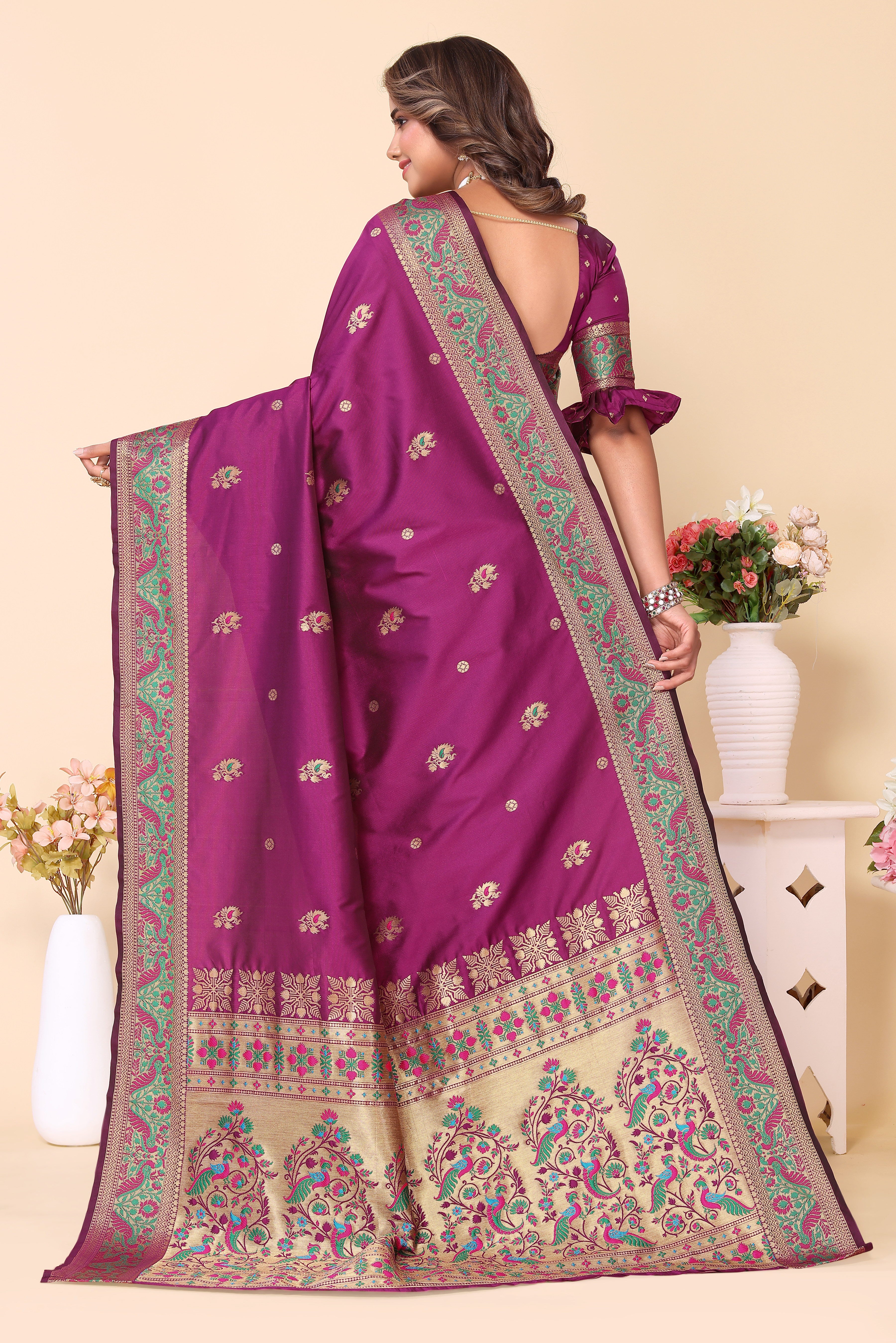 Classic Purple Color Paithani Silk Saree