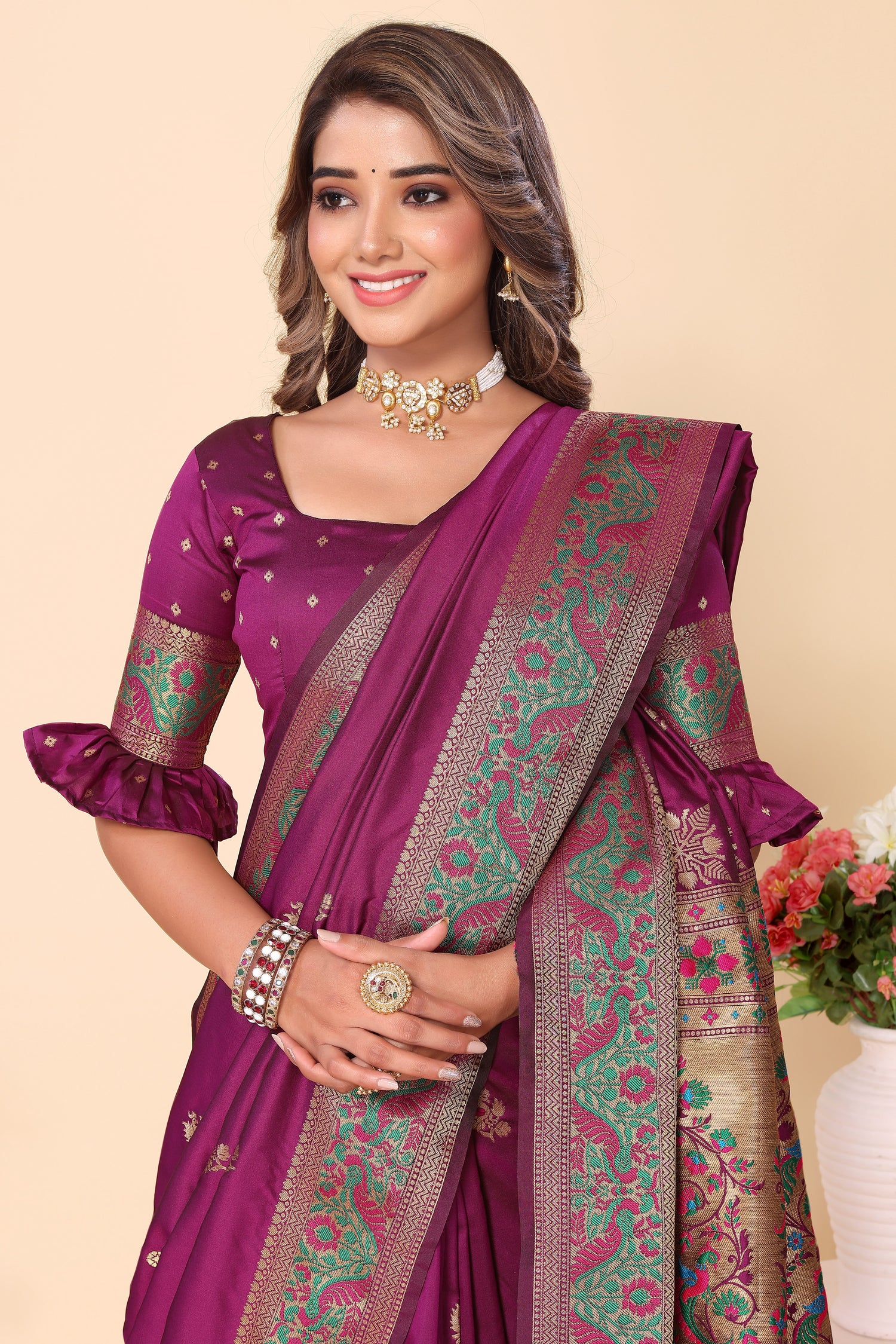 Classic Purple Color Paithani Silk Saree
