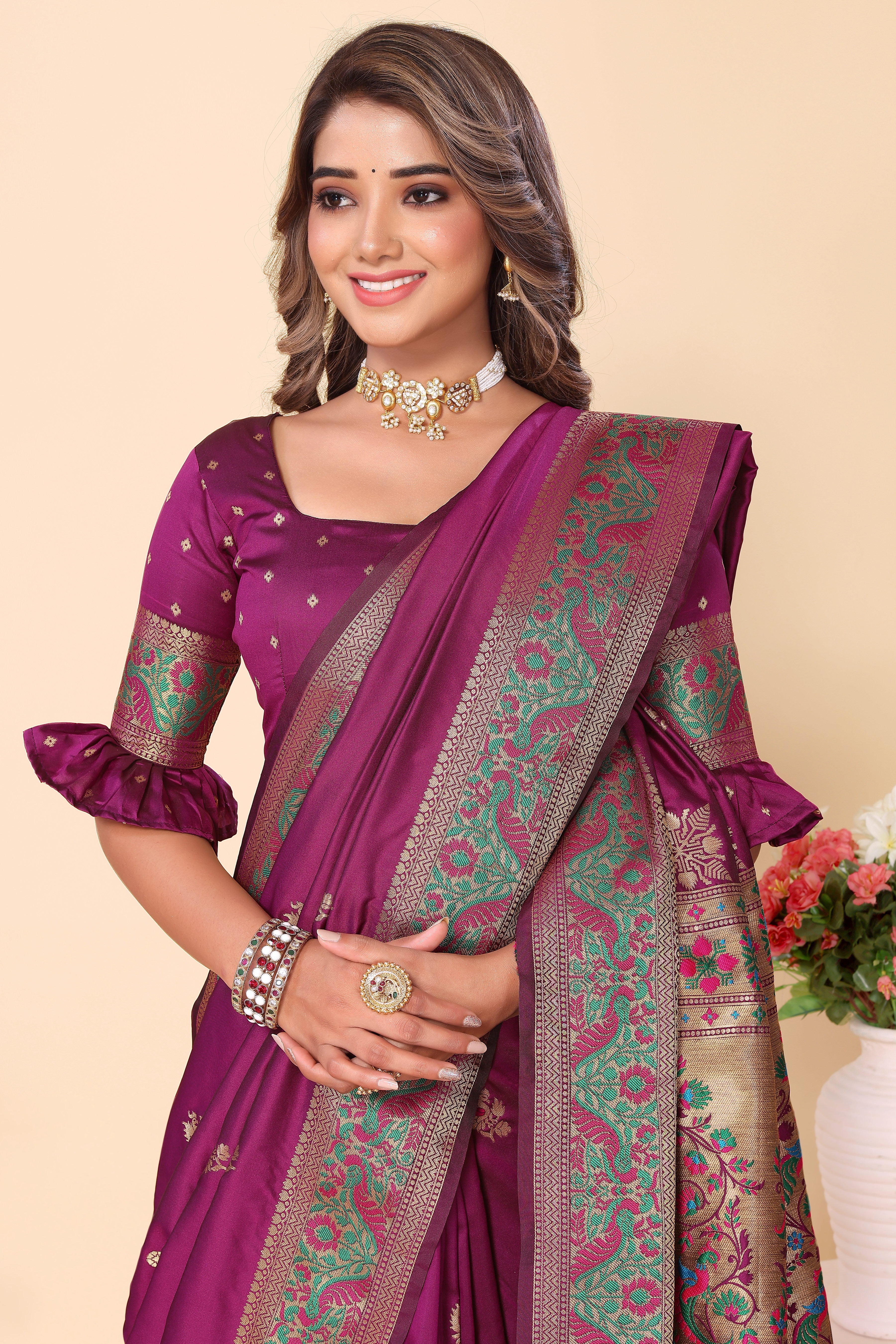 Classic Purple Color Paithani Silk Saree