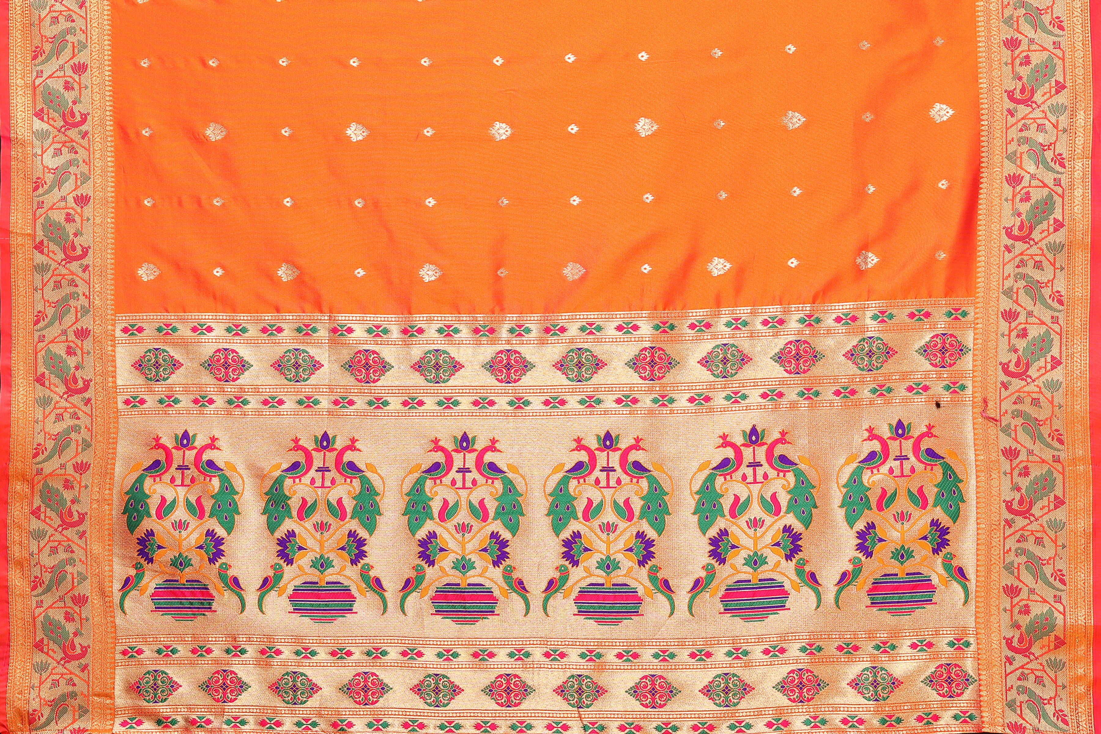 Stunning  Paithani Silk Orange Color Saree