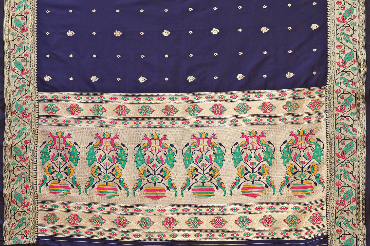 Navy Blue Heavy Paithani Silk Saree