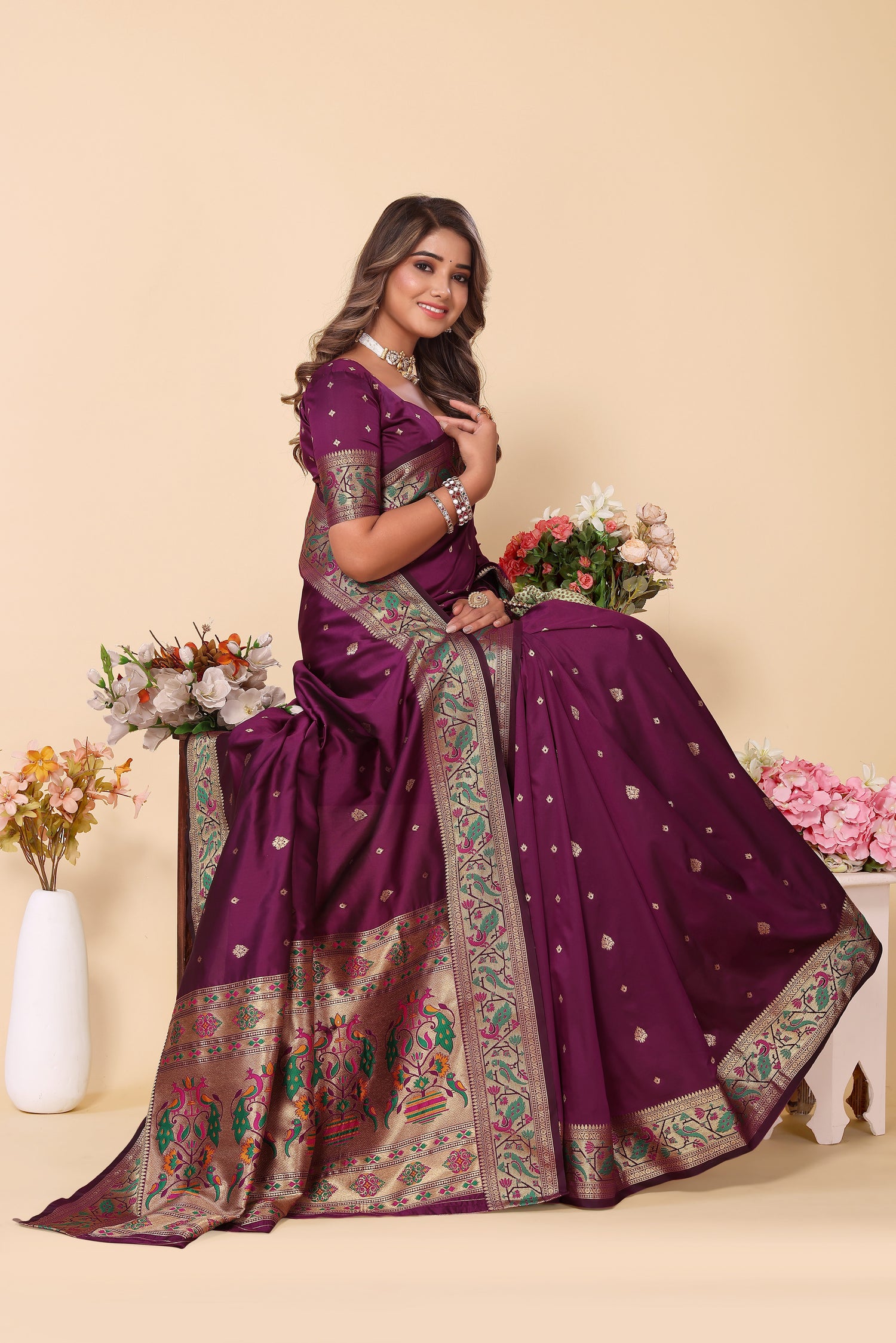 Traditional Paithani Silk Purple Color Saree