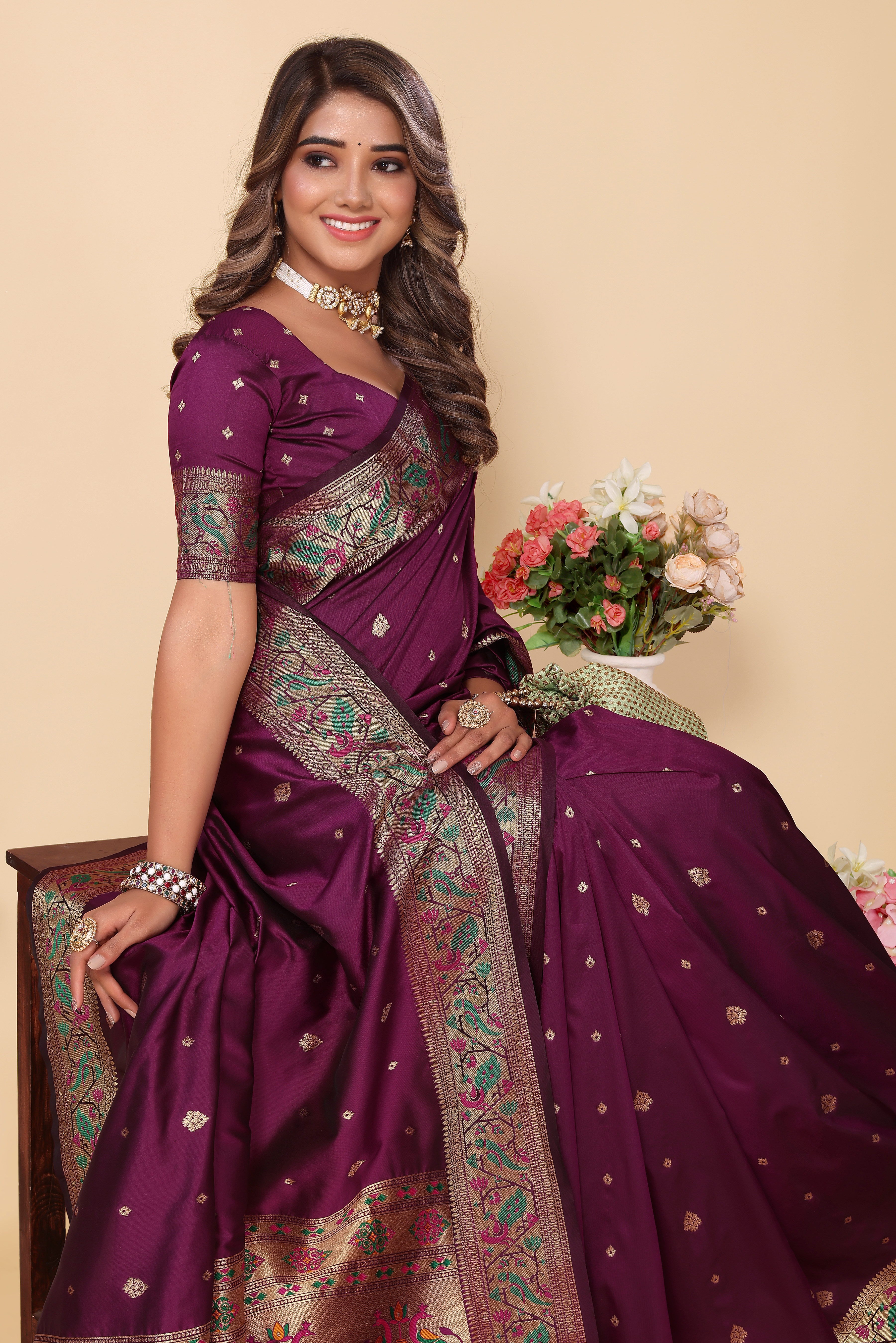 Traditional Paithani Silk Purple Color Saree