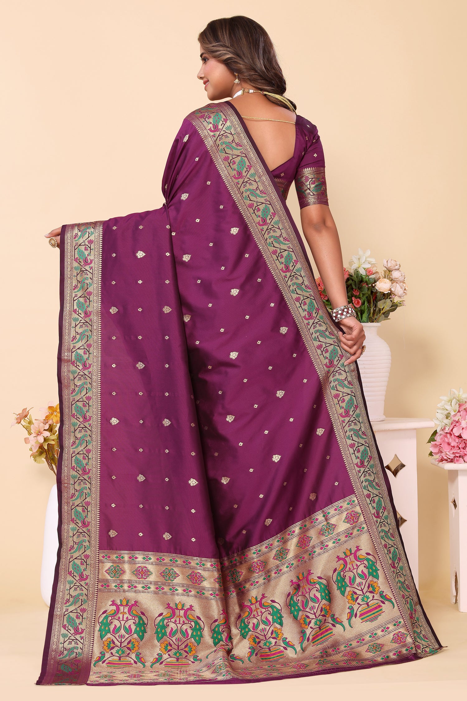 Traditional Paithani Silk Purple Color Saree
