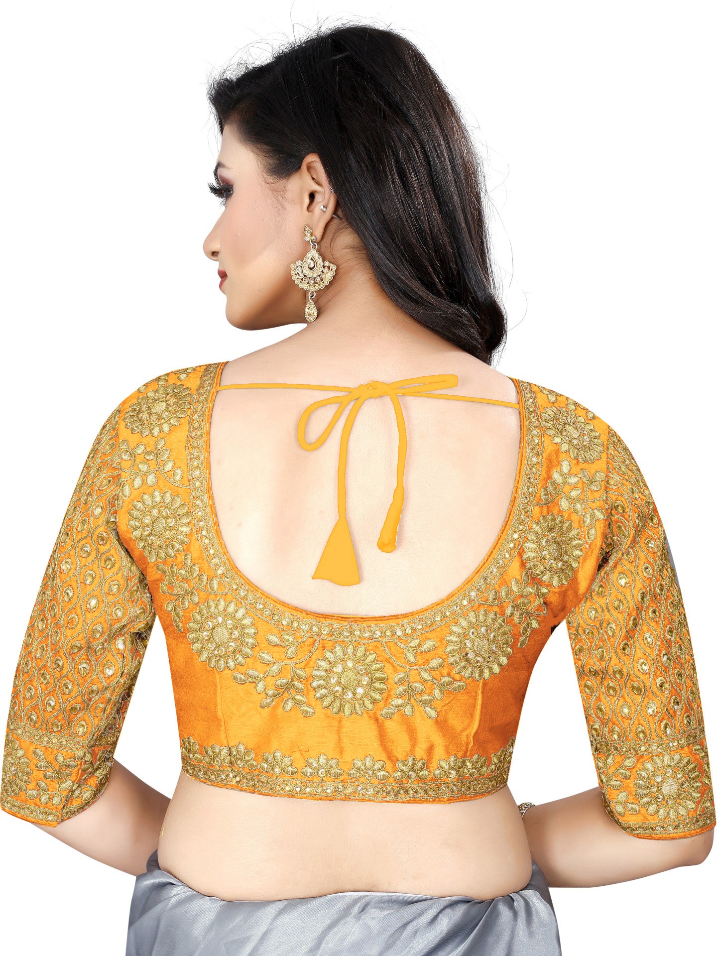 Trending Yellow Color Satin Silk Free Size Readymade Blouse