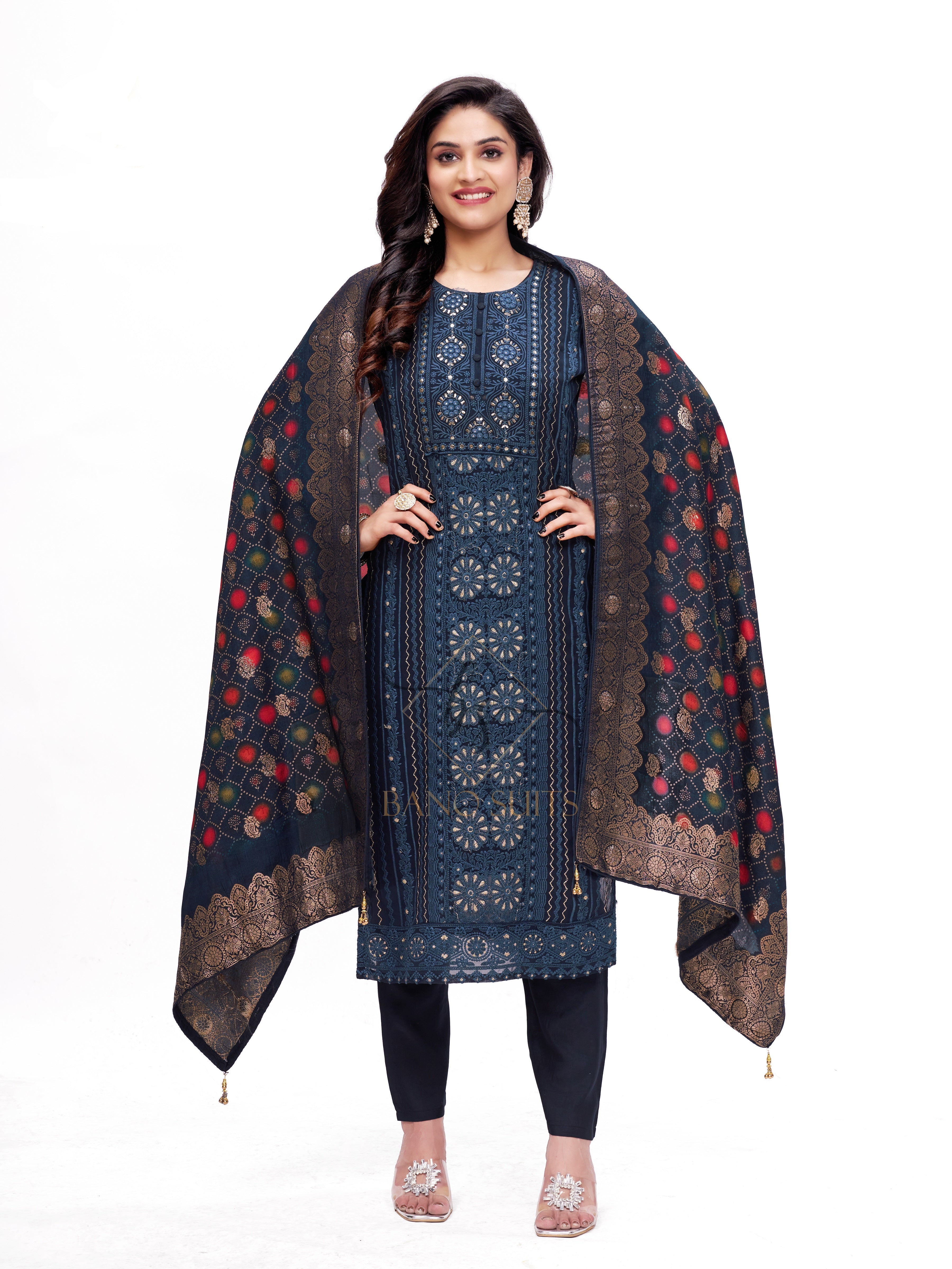 Latest Design Blue Georgette Salwar Suit