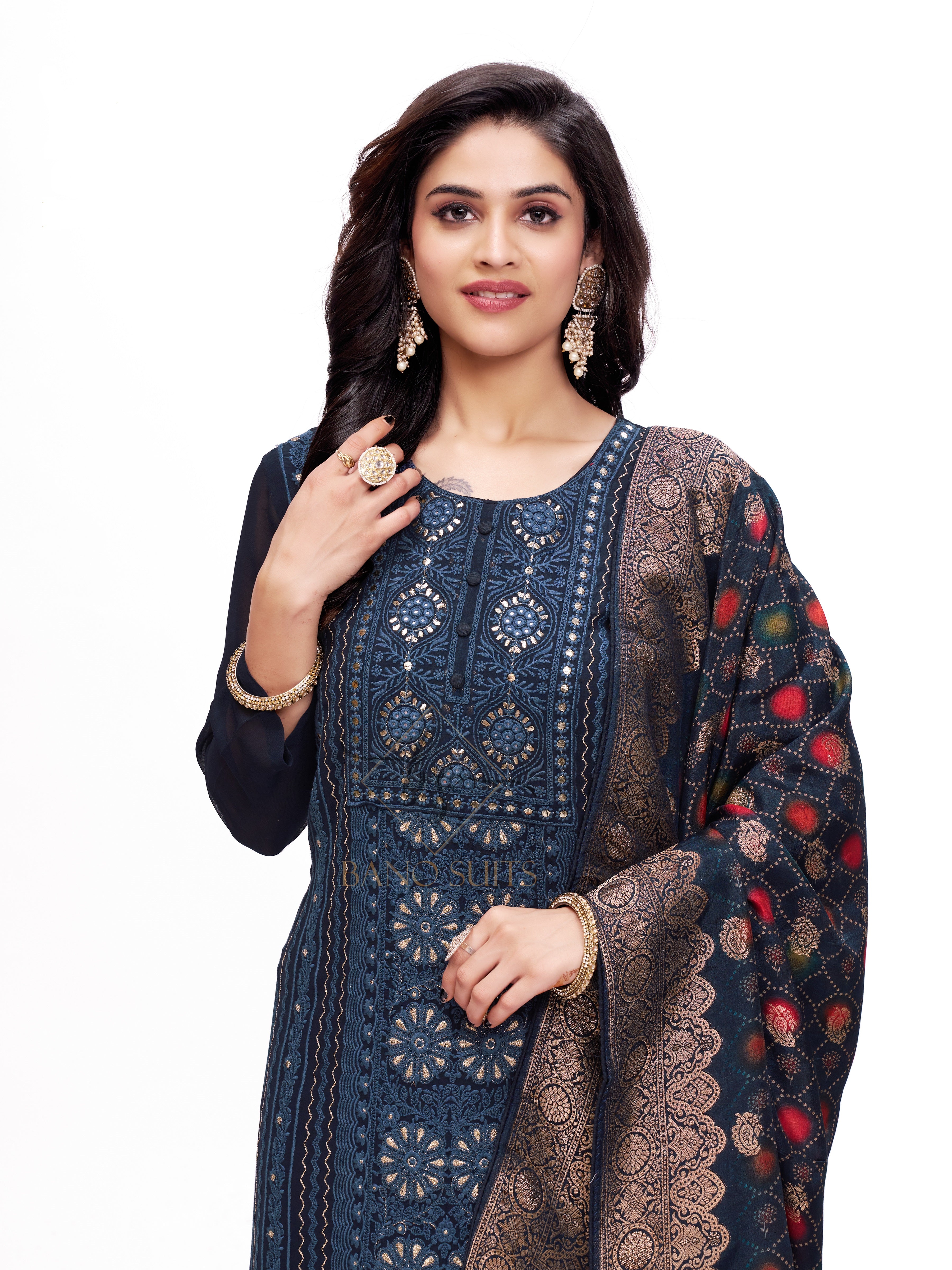 Latest Design Blue Georgette Salwar Suit