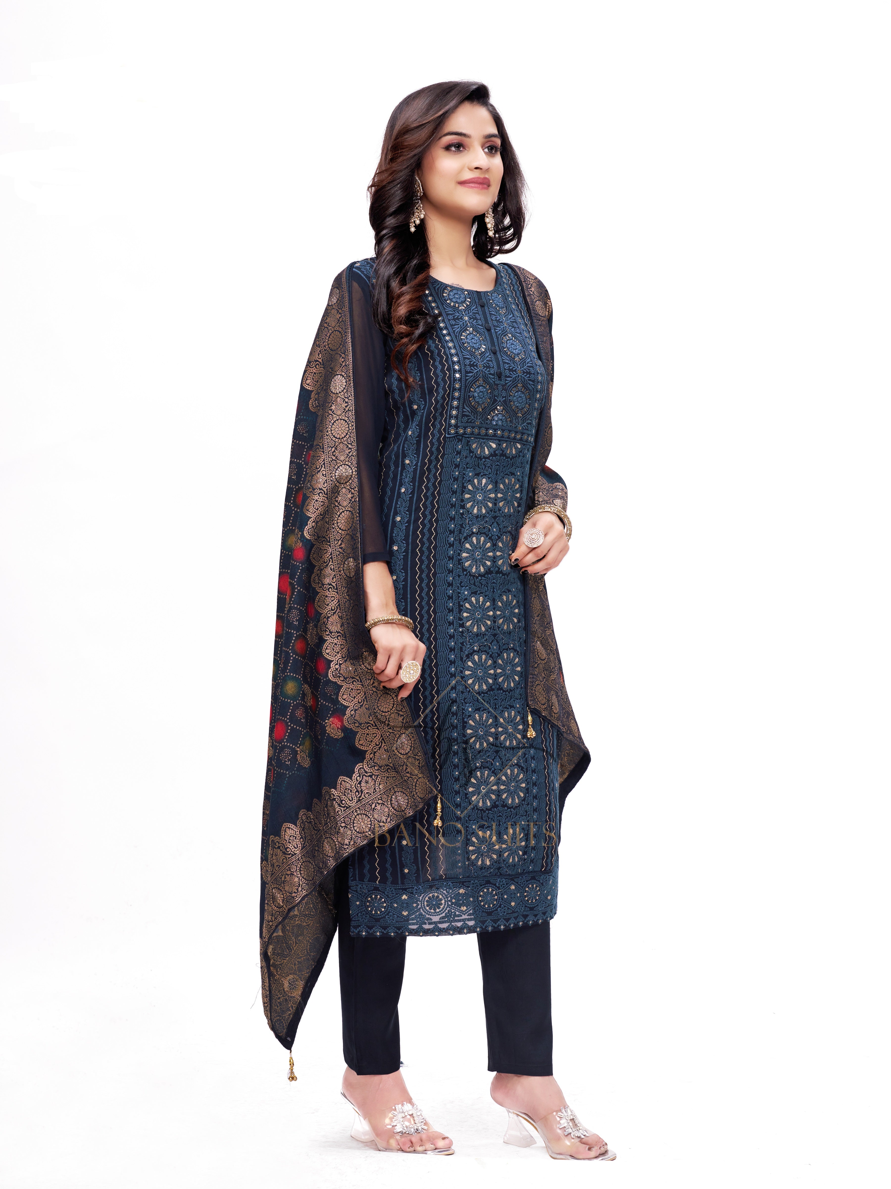 Latest Design Blue Georgette Salwar Suit