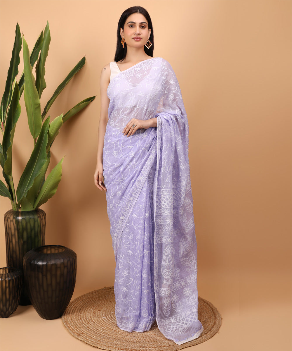 Purple Color Handloom Linen Silk Wedding Wear Saree