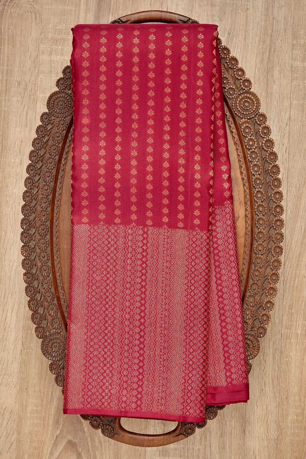 Pretty Red Color Pure Kanjivaram Silk Jacquard Work Saree