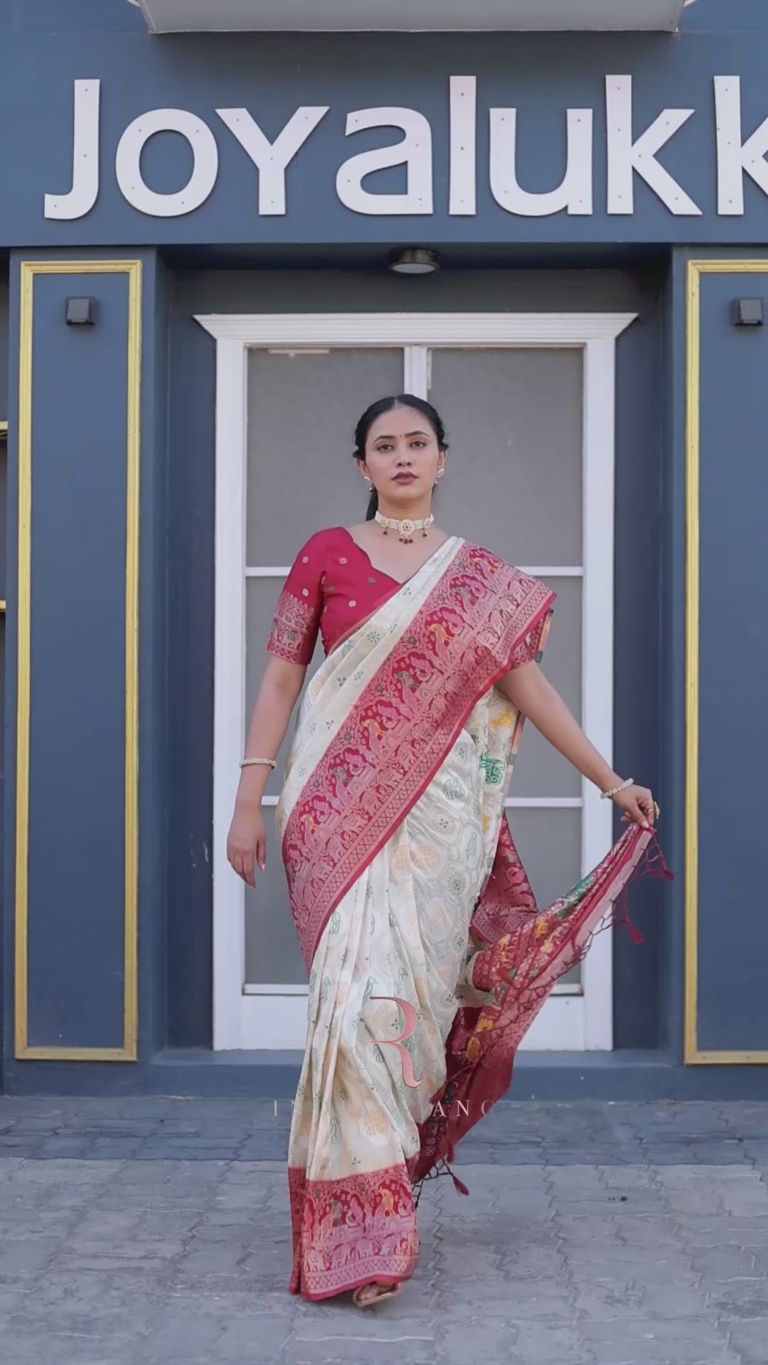 Latest Design White & Pink Dola Silk Soft Saree