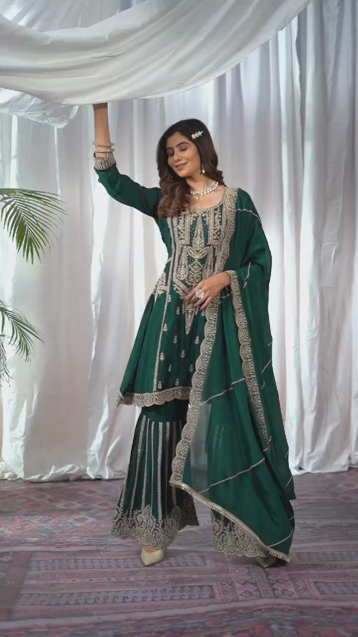 Green Party Wear Fancy Salwar Suit