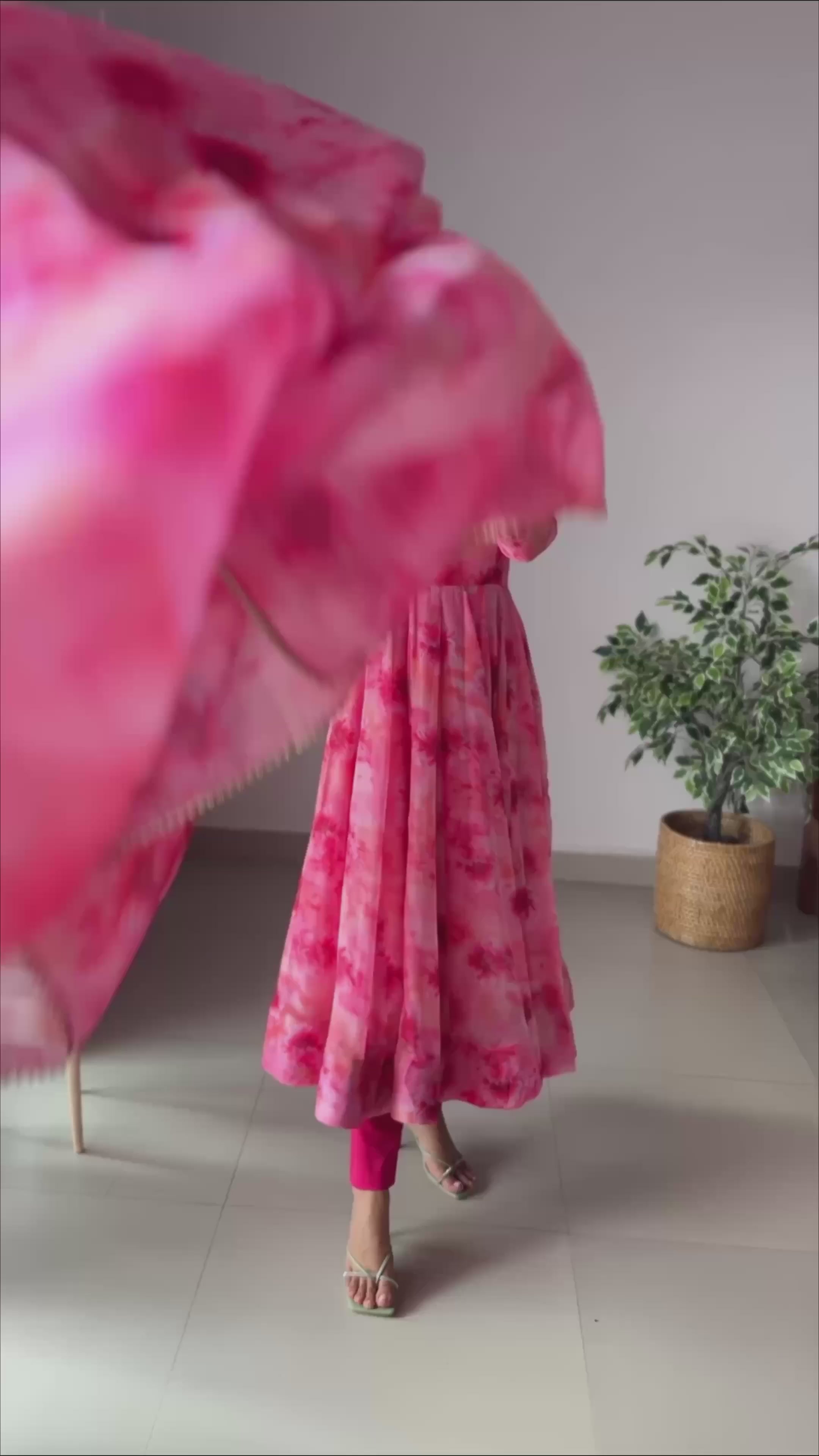 Gorgeous Pink Color Readymade Silk Latest Anarkali Suit
