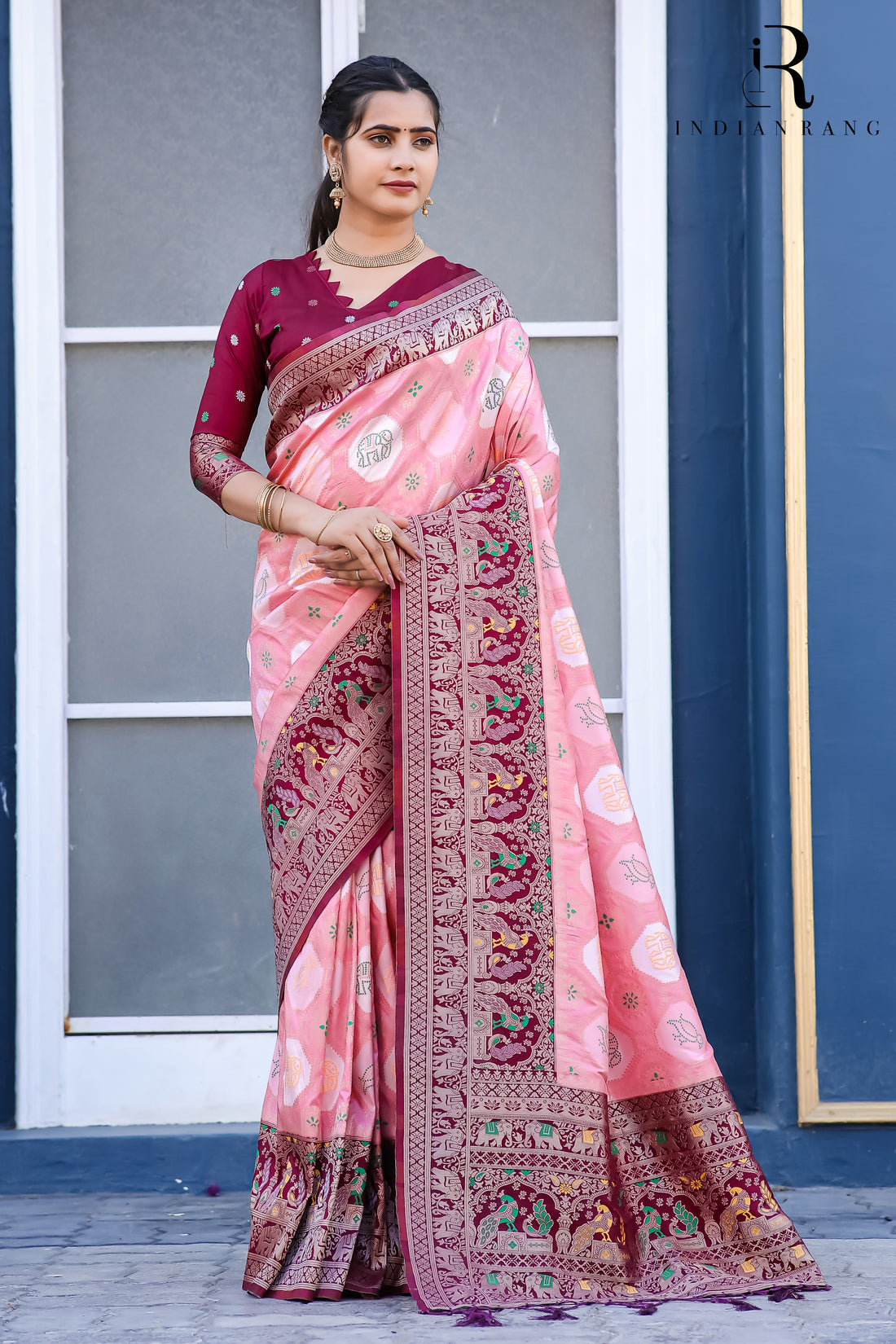 Pure Dola Silk Fancy Designer Pink Saree