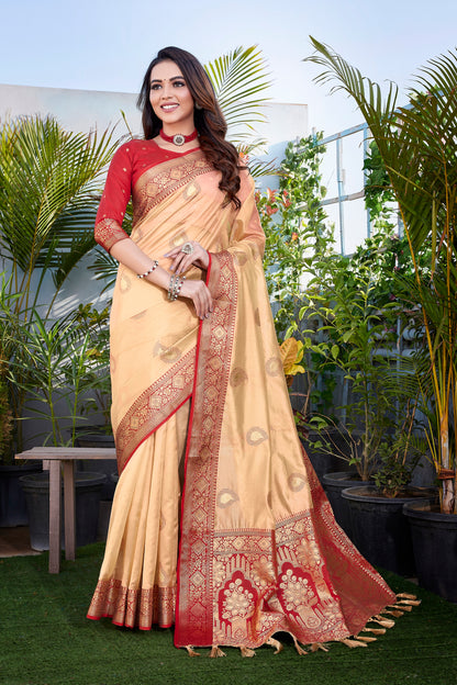 Latest Soft Khicha Silk Gold Color Saree