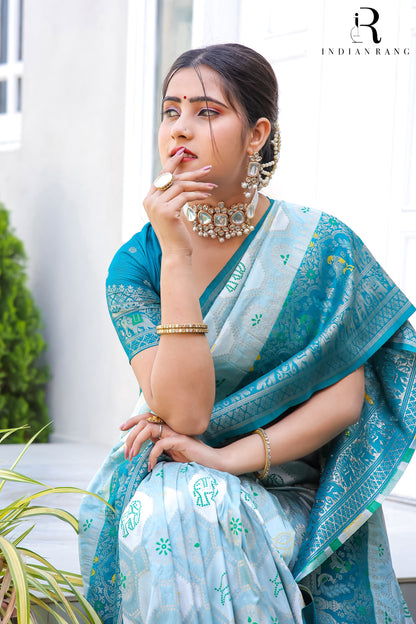 Latest Collection Dola Silk Blue Saree