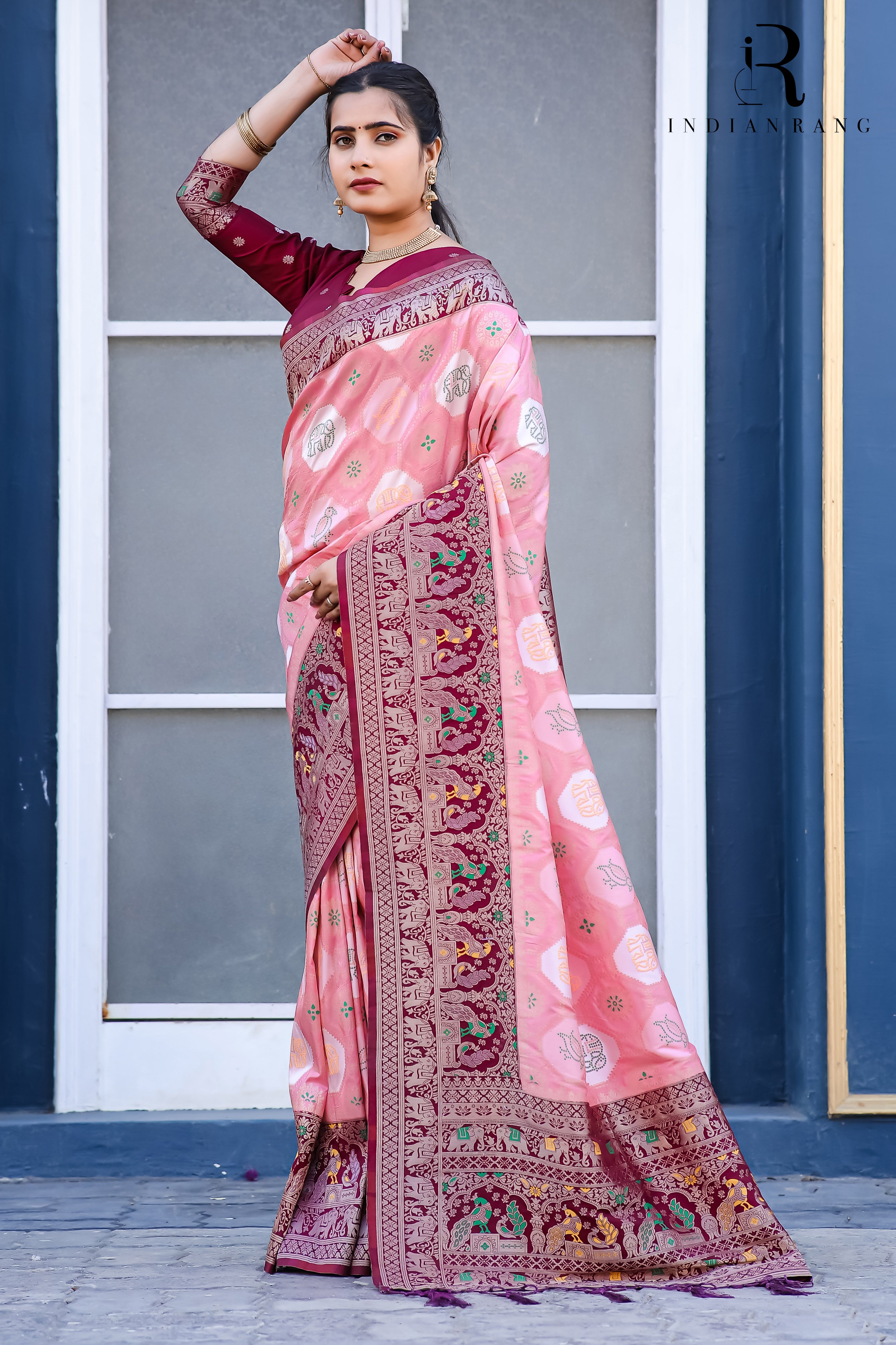 Pure Dola Silk Fancy Designer Pink Saree