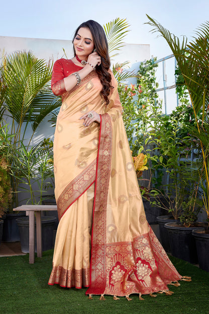 Latest Soft Khicha Silk Gold Color Saree