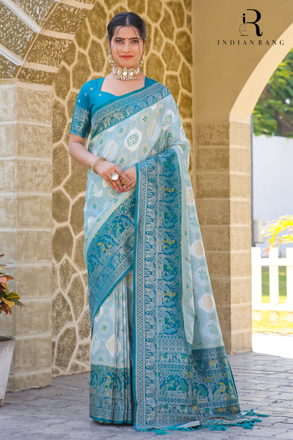 Latest Collection Dola Silk Blue Saree