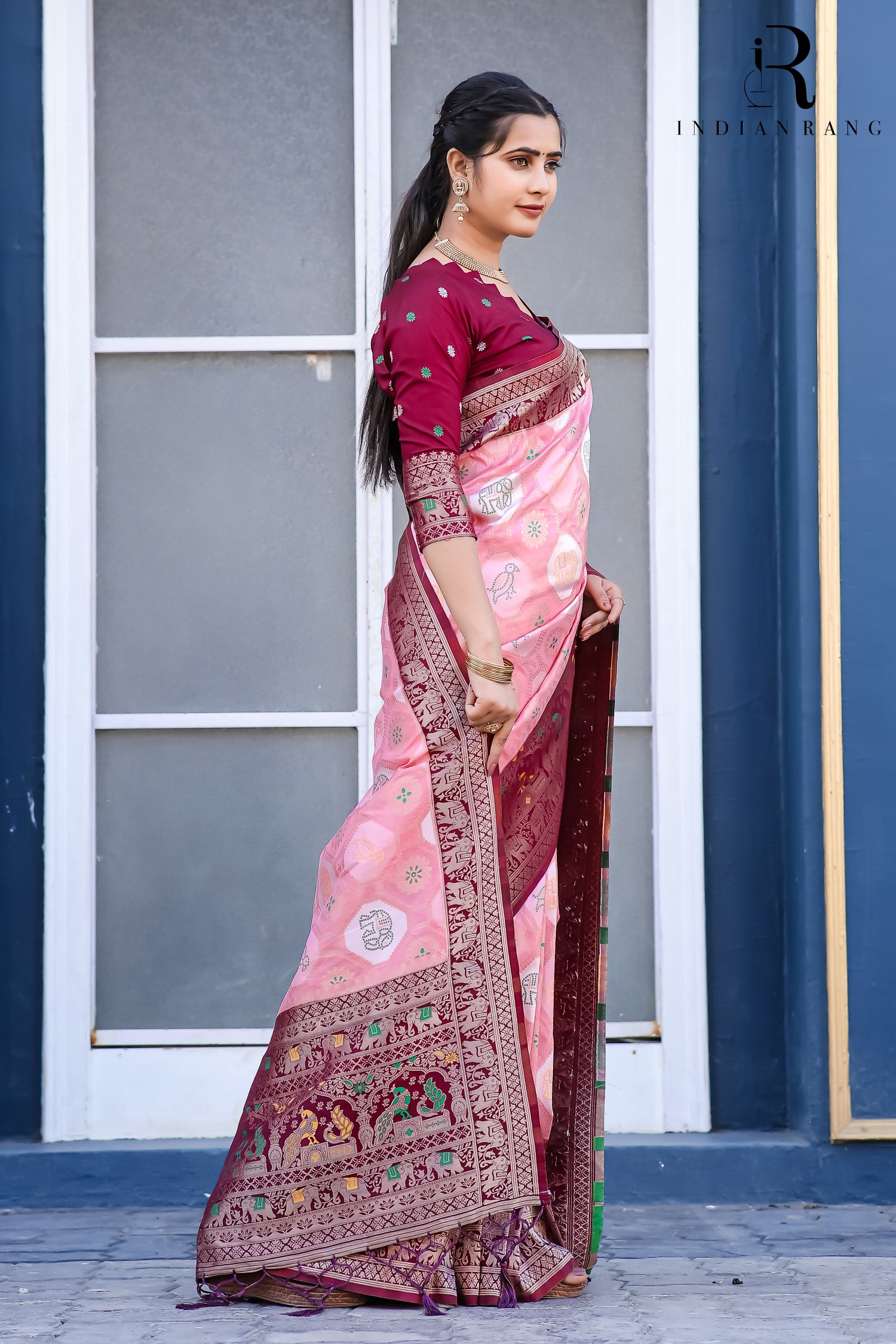 Pure Dola Silk Fancy Designer Pink Saree