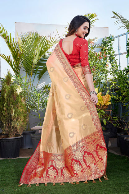 Latest Soft Khicha Silk Gold Color Saree