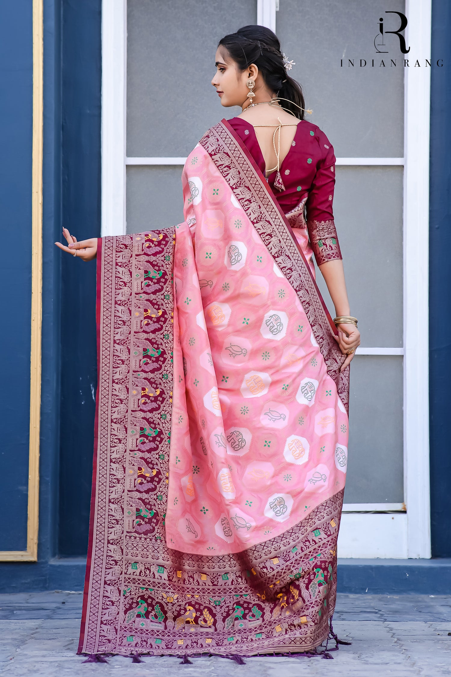 Pure Dola Silk Fancy Designer Pink Saree