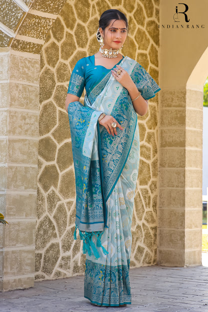 Latest Collection Dola Silk Blue Saree