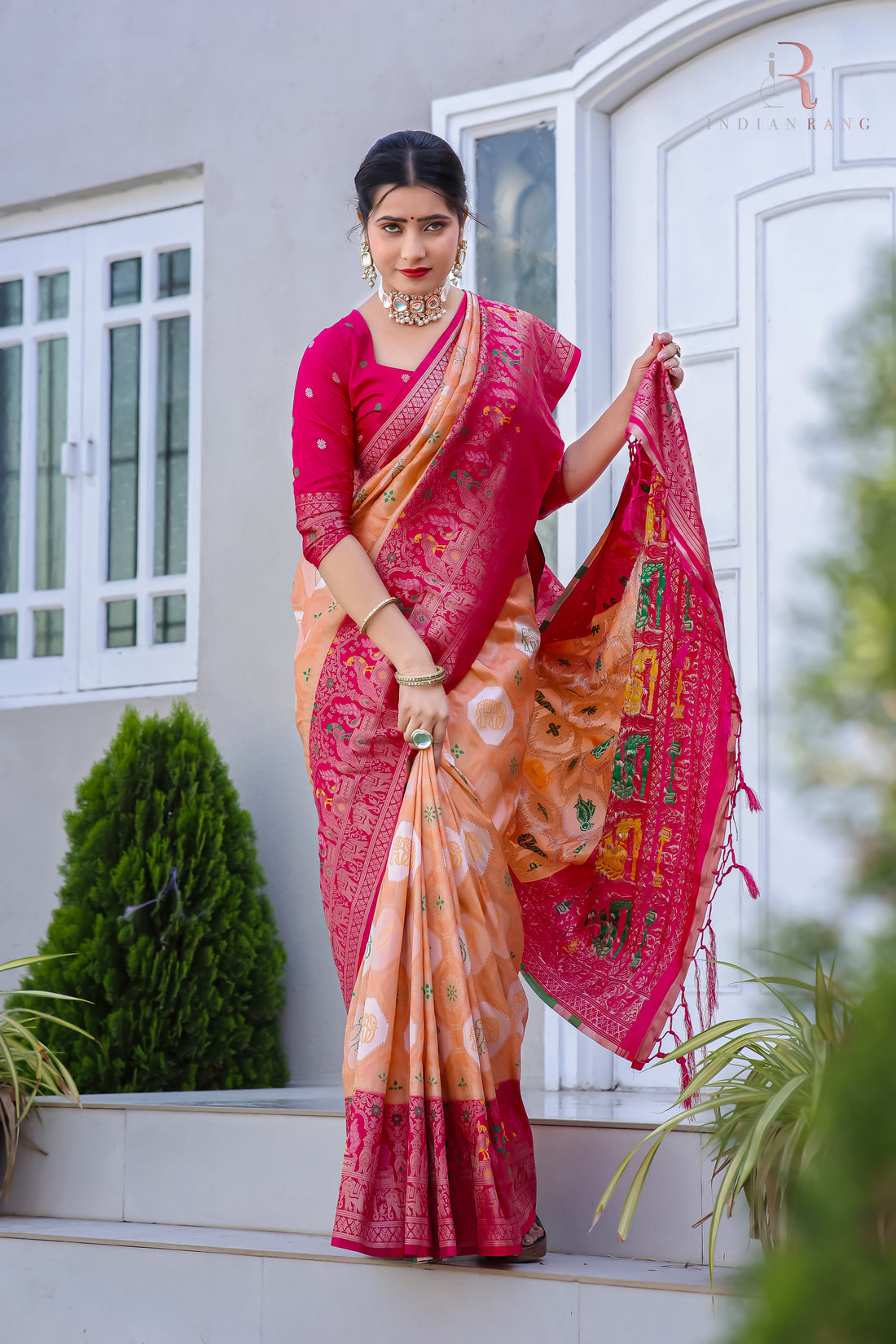 Dola Silk Latest Design Soft Orange Saree