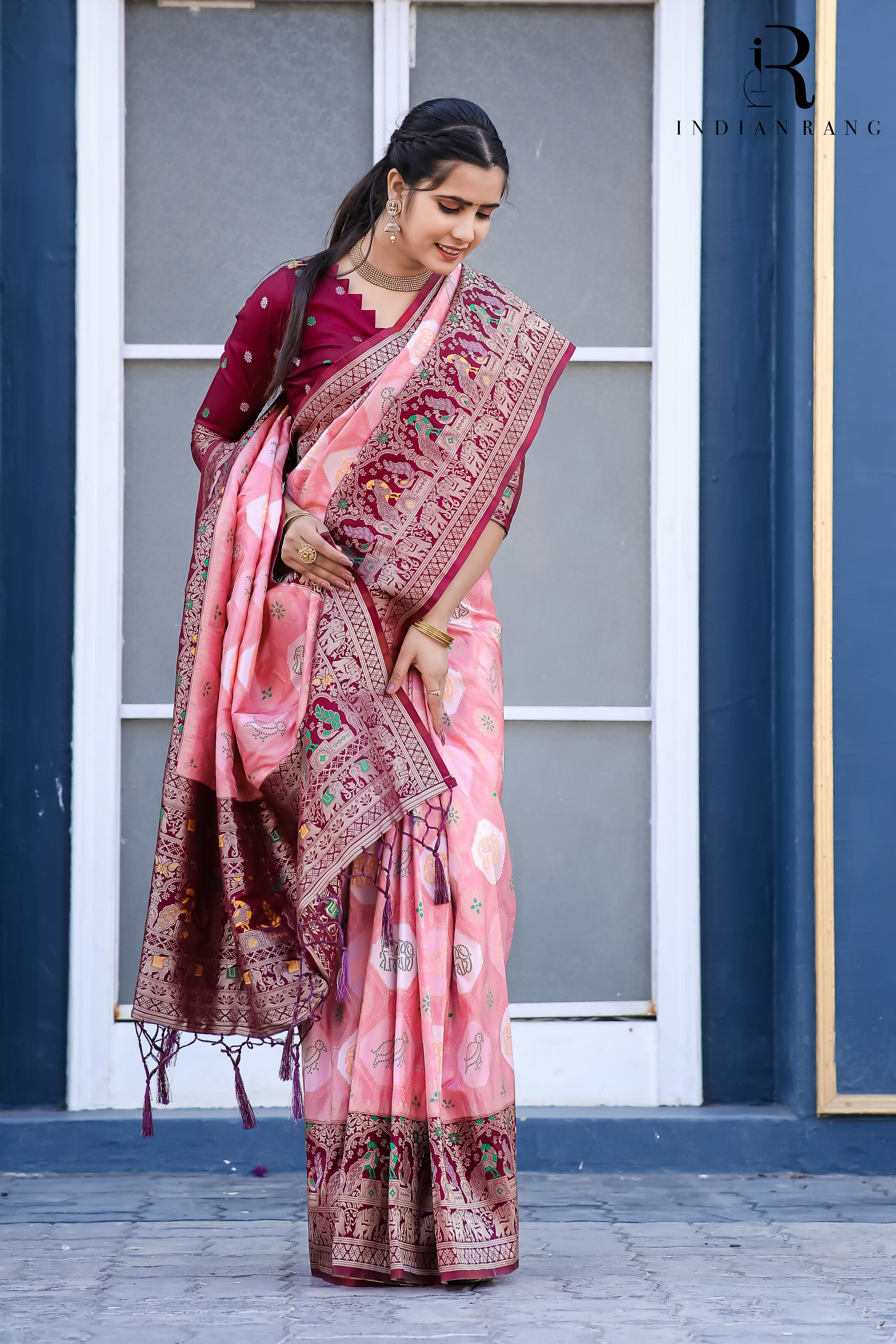 Pure Dola Silk Fancy Designer Pink Saree