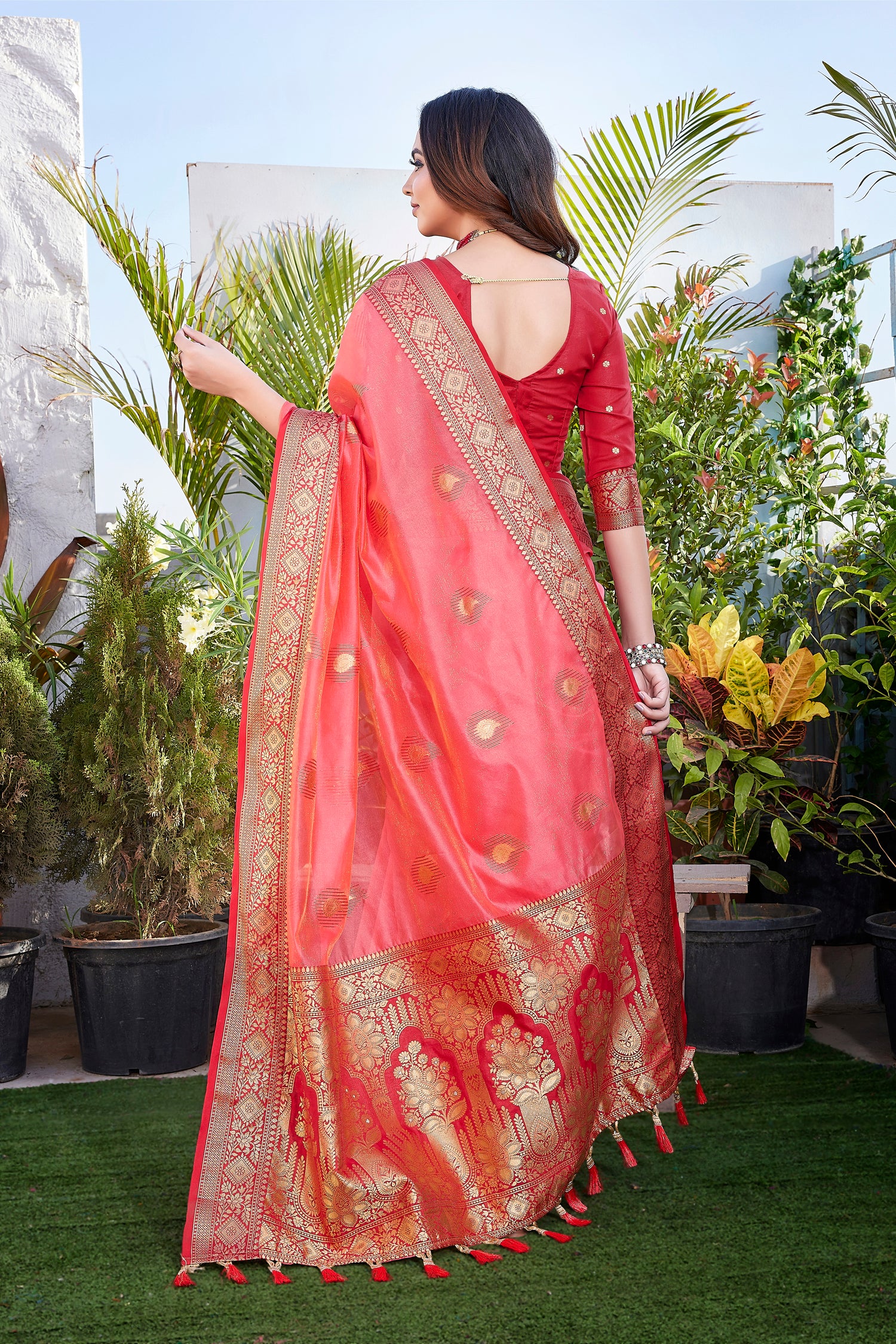 New Party Wear Pure Khicha Silk Pink Saree