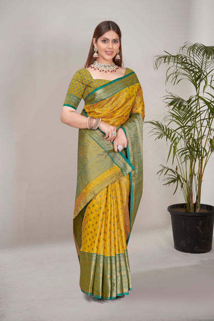 Explore Tissue Silk Yellow Color Saree