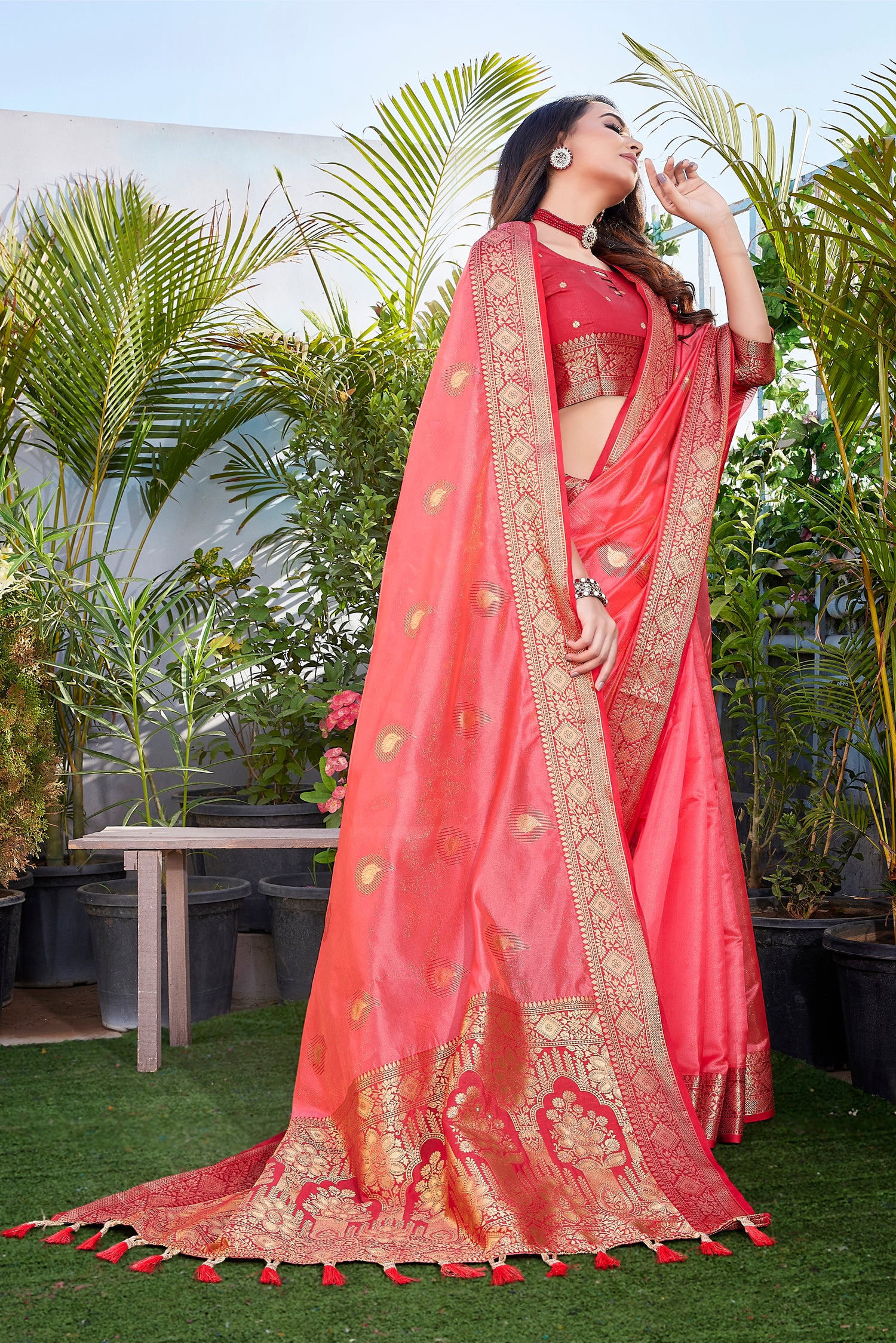 New Party Wear Pure Khicha Silk Pink Saree