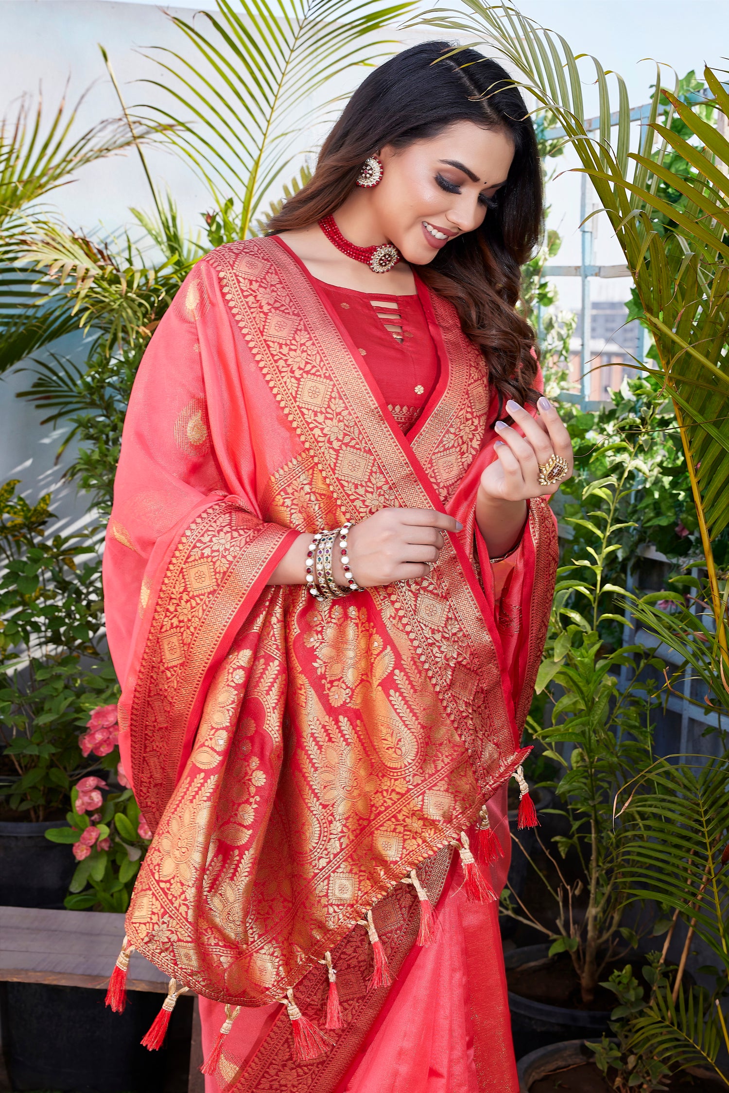 New Party Wear Pure Khicha Silk Pink Saree