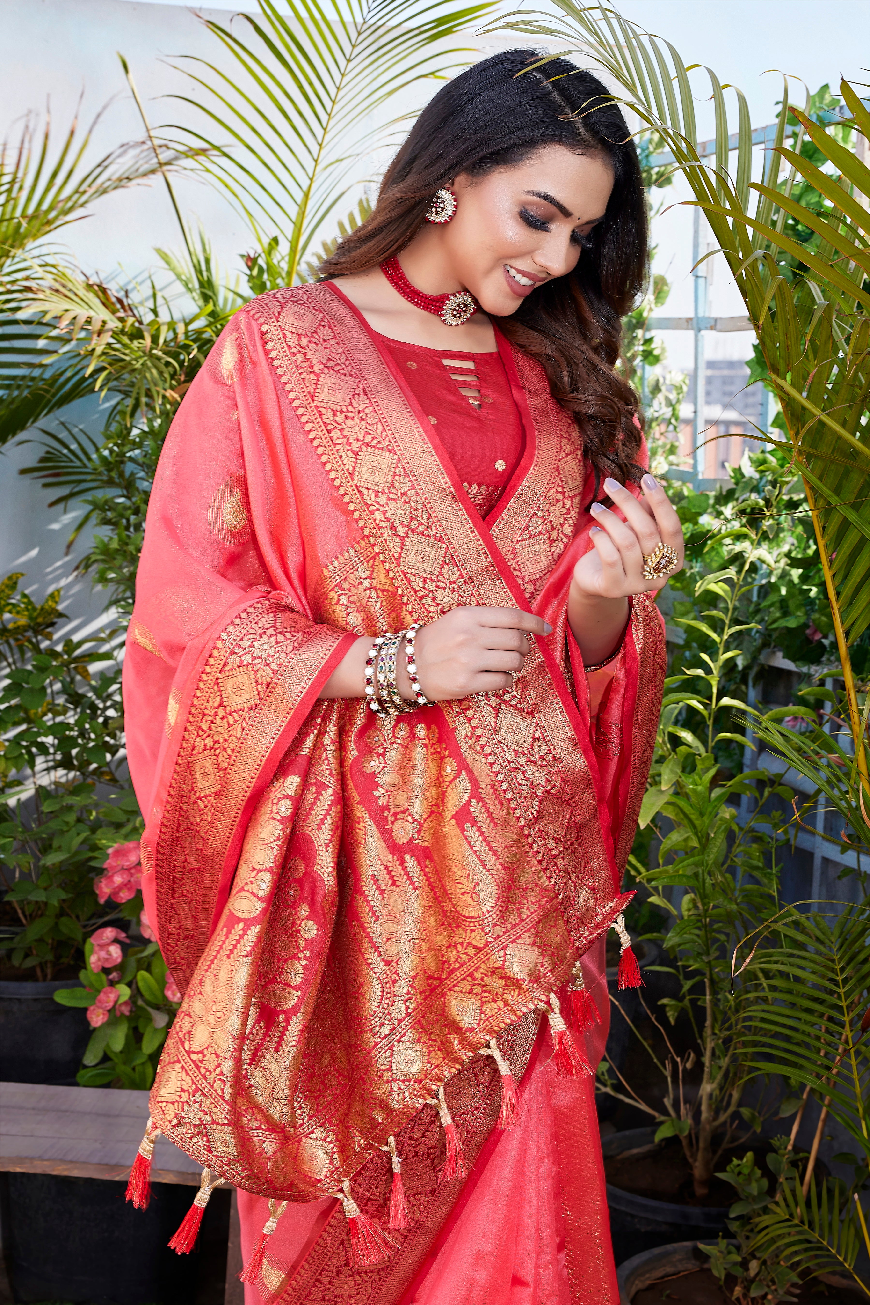 New Party Wear Pure Khicha Silk Pink Saree