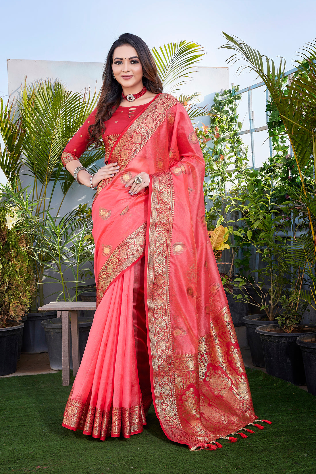 New Party Wear Pure Khicha Silk Pink Saree