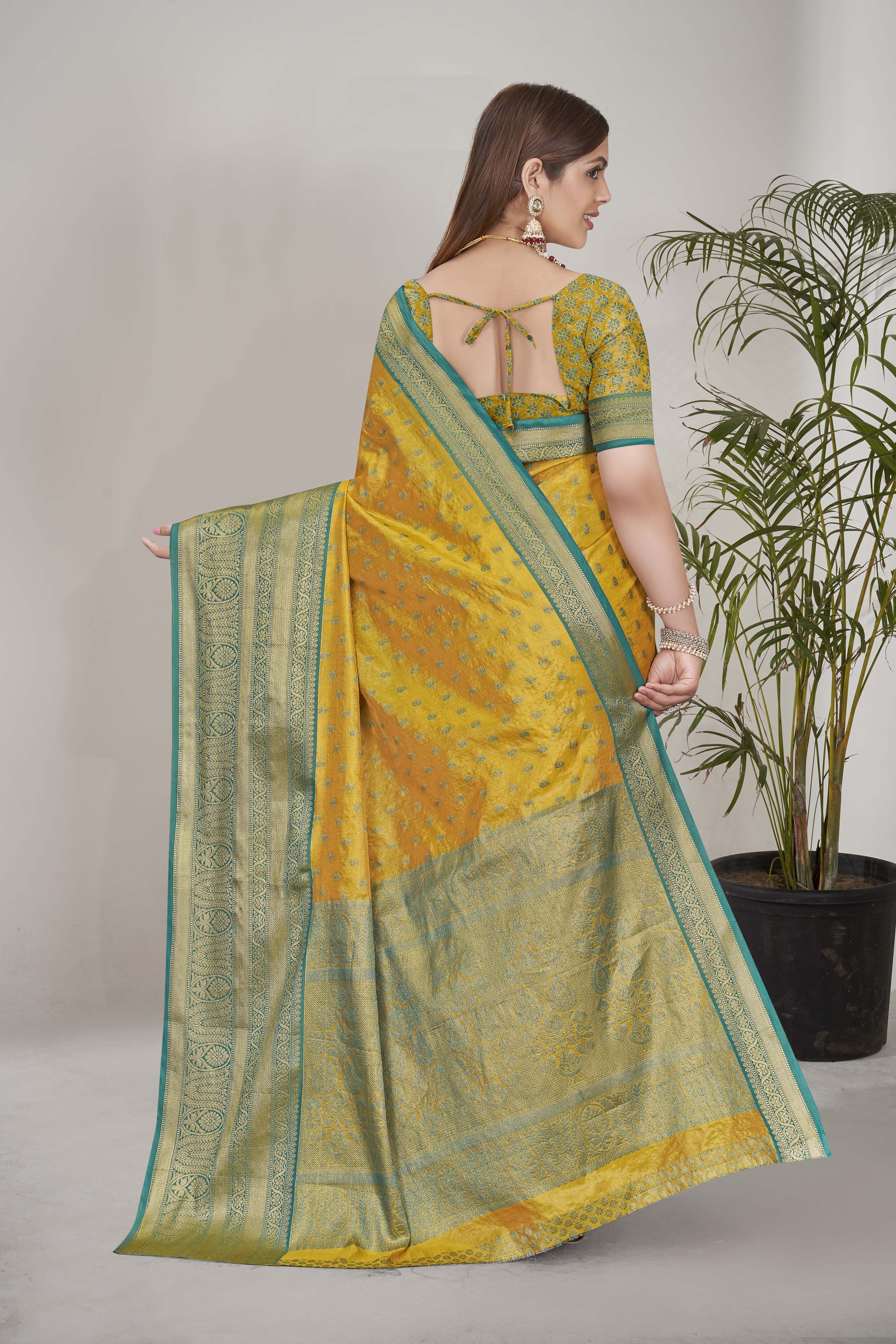 Explore Tissue Silk Yellow Color Saree