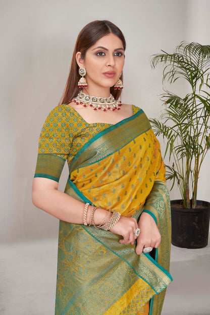 Explore Tissue Silk Yellow Color Saree