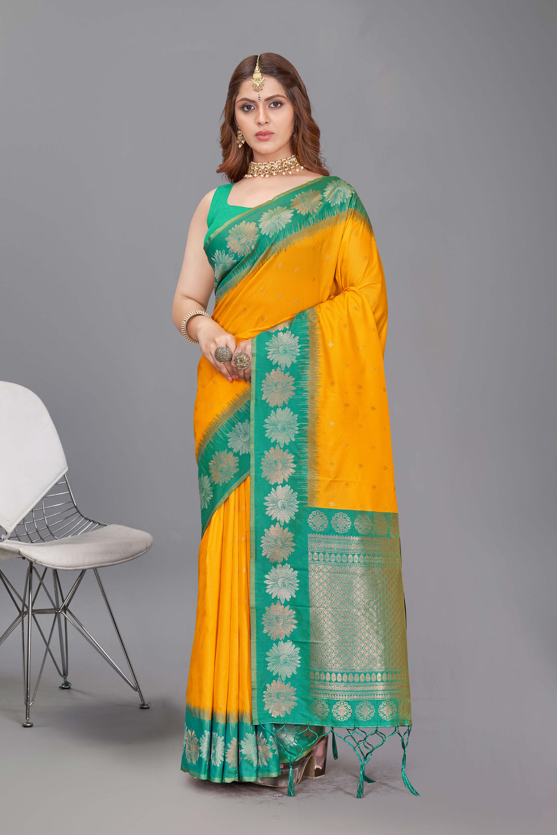 Haldi Wear Yellow Color Pure Silk Saree