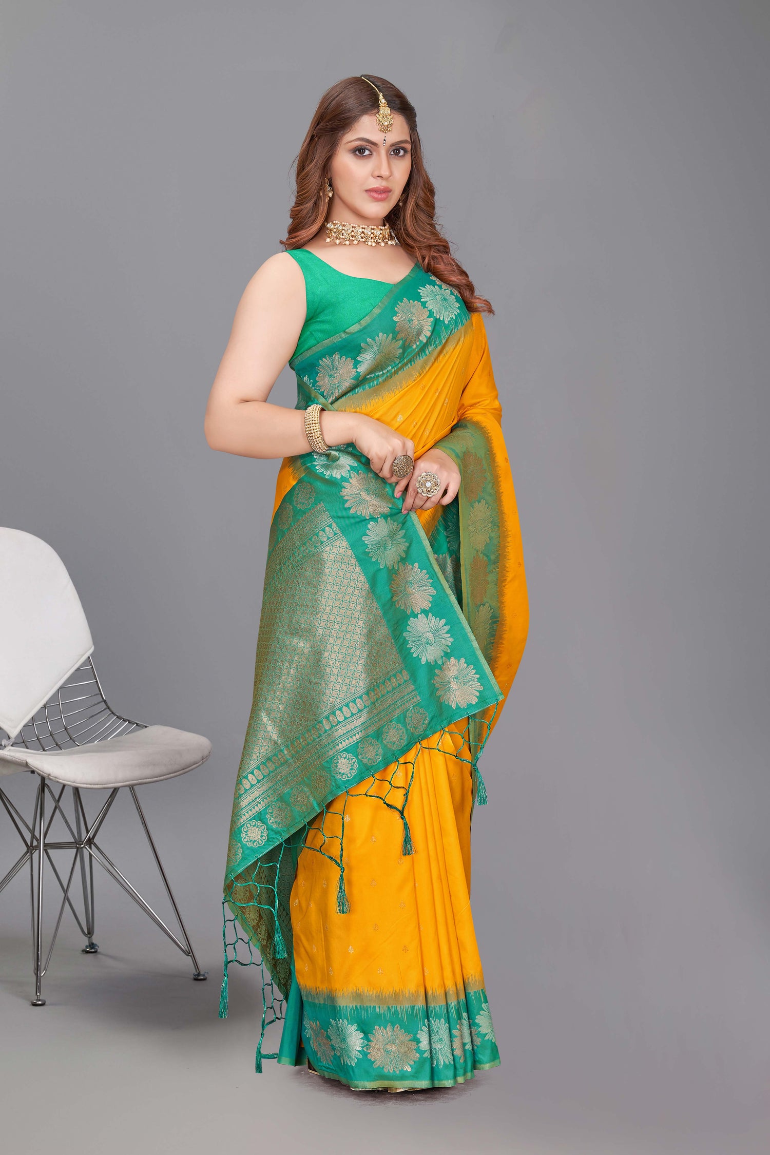 Haldi Wear Yellow Color Pure Silk Saree