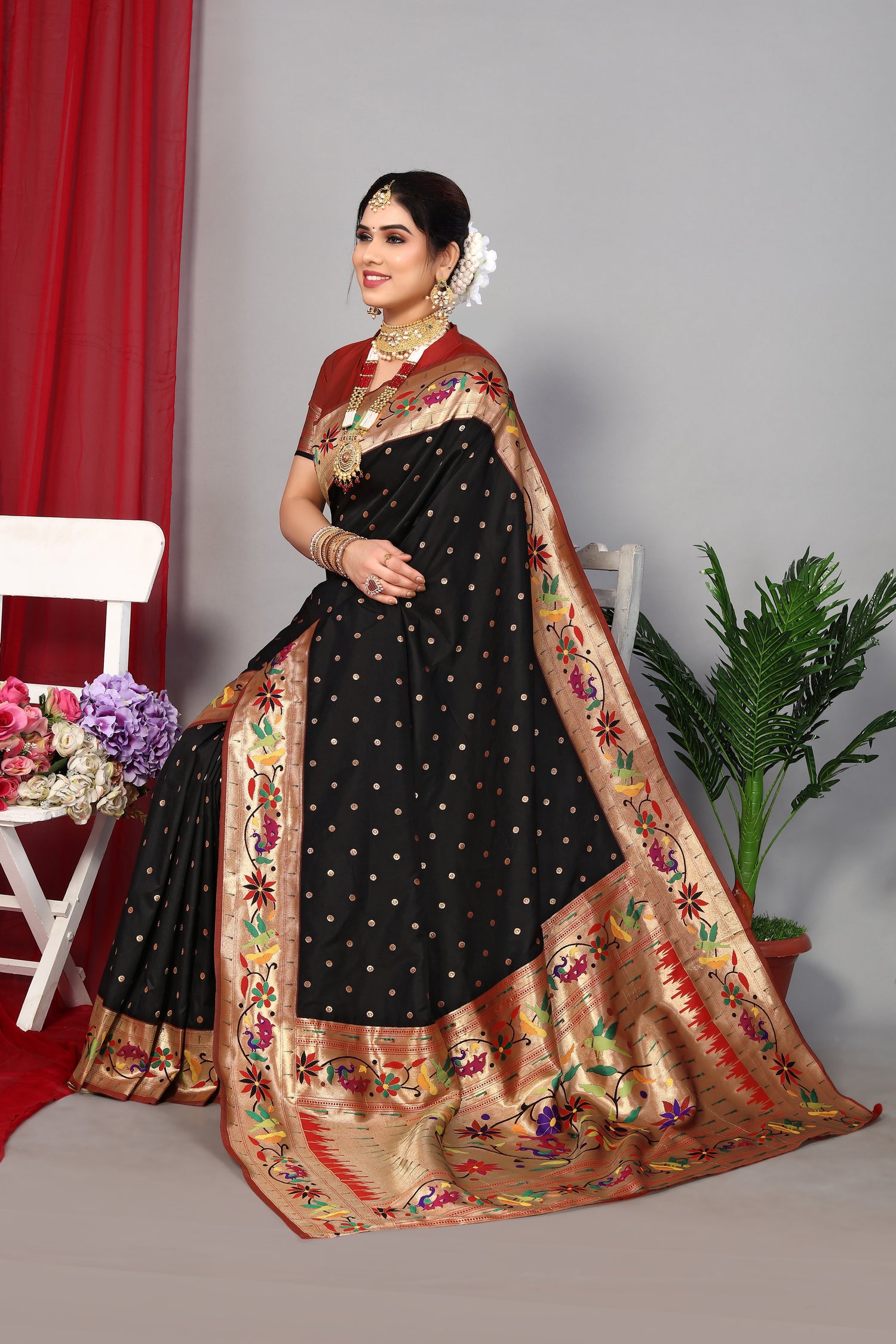 Trendy Collection Paithani Silk Black Saree